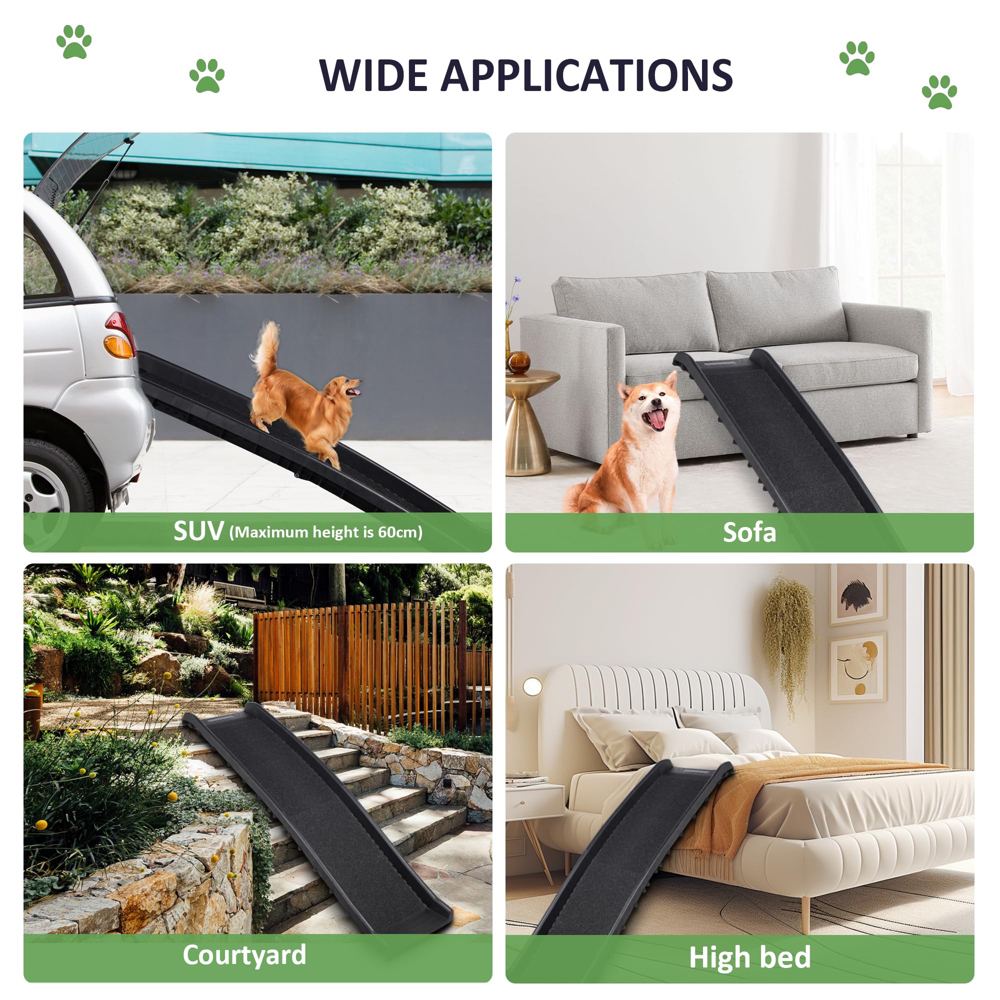 Livingbasics Folding Pet Ramp, 61 Inch Lightweight Portable Dog And Cat Ramp Great For Cars Trucks And Suvs