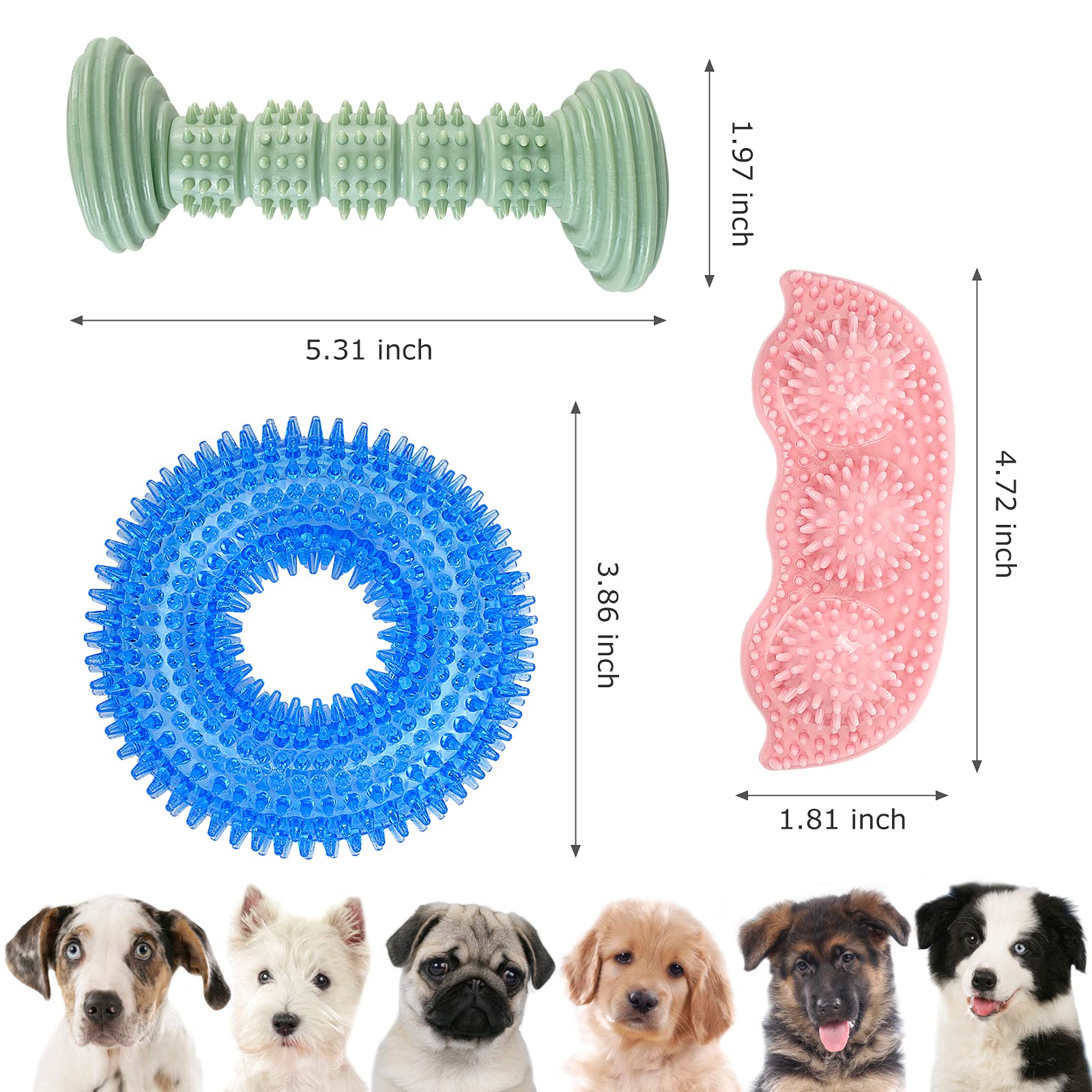 Enzzroa Dog Chew Toys For Puppy Teething, 3Pack 2-8 Months Puppies Teething Toys Soft & Durable Puppy Toys For Cleaning Teeth An