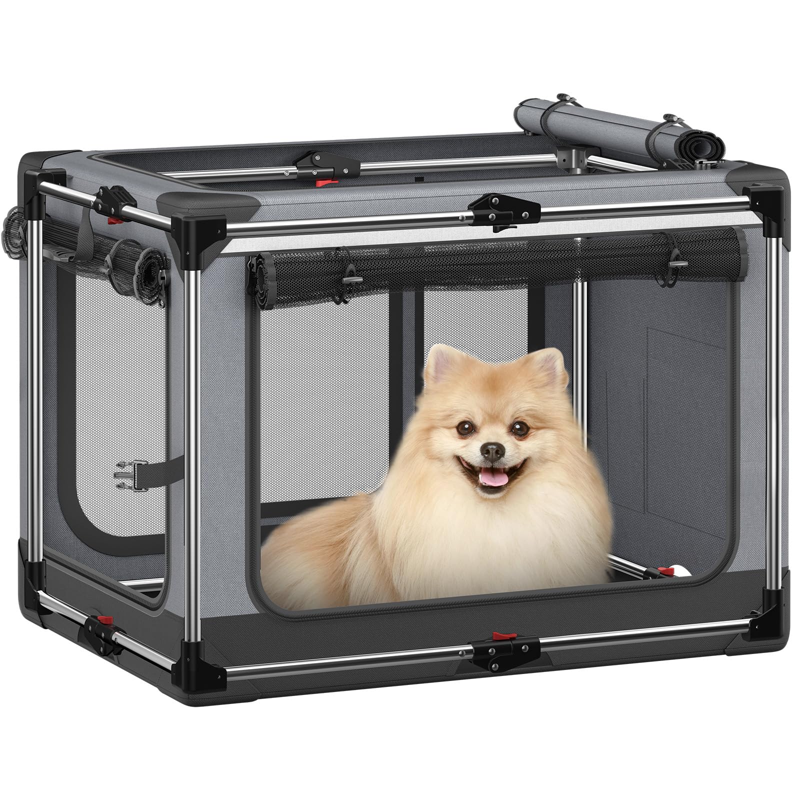Collapsible Dog Crate: 26 Inch Foldable Soft Sided Dog Crate For Small Dogs, Portable Dog Travel Kennel With Soft Mat For Indoor