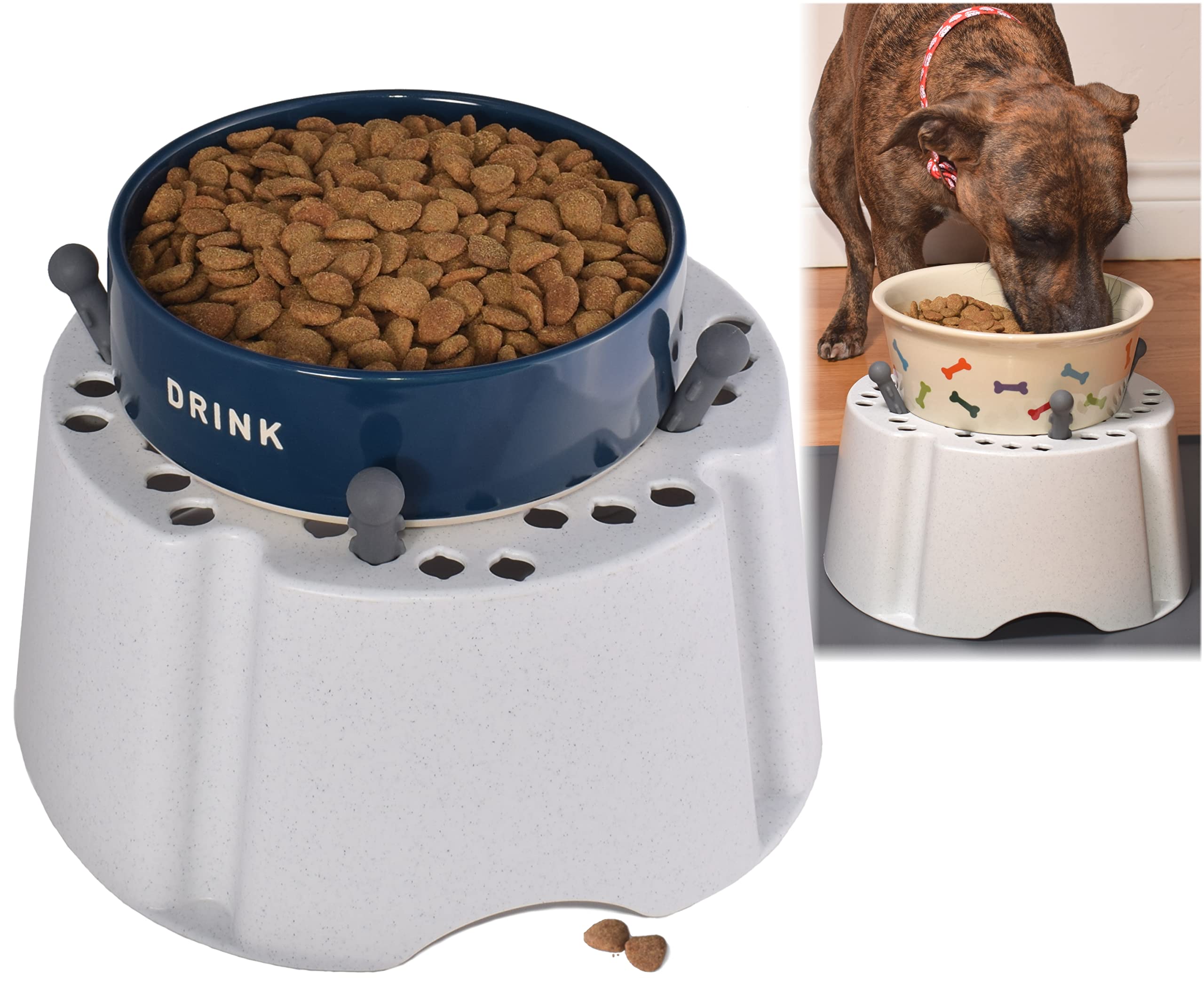 PegSet My Bowl Stand  5?Elevated Stand for Any Dog Bowl up to 7.5?Width, Made in USA, Lift Your Pet? Food or Water, Reduces Join