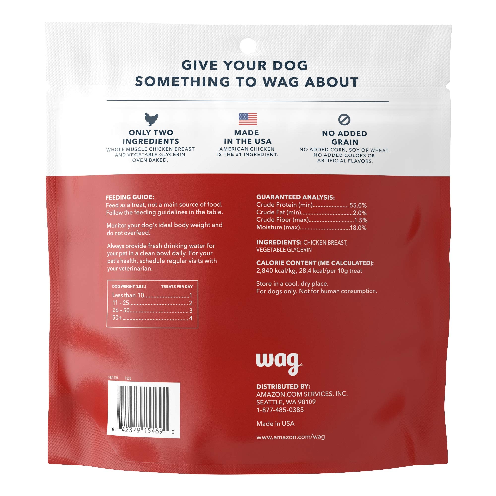 Amazon Brand - Wag Chewy Whole Muscle American Jerky Dog Treats - Chicken