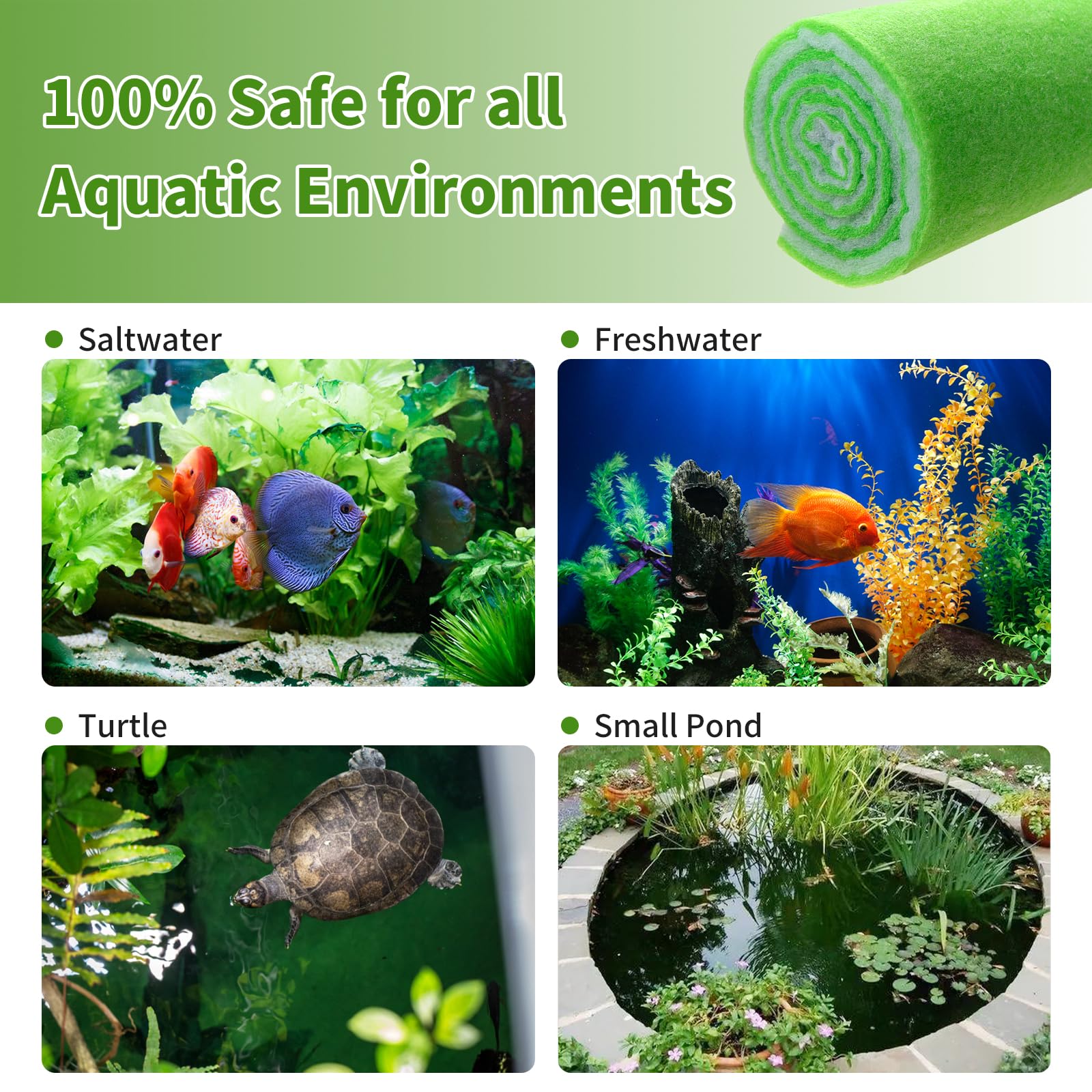 Aquaneat Aquarium Filter Media Pad Dual Density Bonded Filter Floss Roll Cut To Fit For Fish Tank Canister Filter 72''
