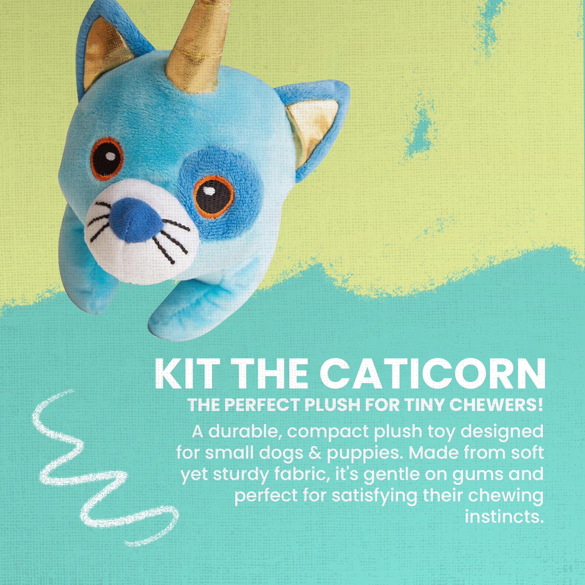 Snugarooz Cute Kit Caticorn Plush Dog Toy With Repair Patch – Soft, Durable And Squeaky Toy For Dogs - Blue