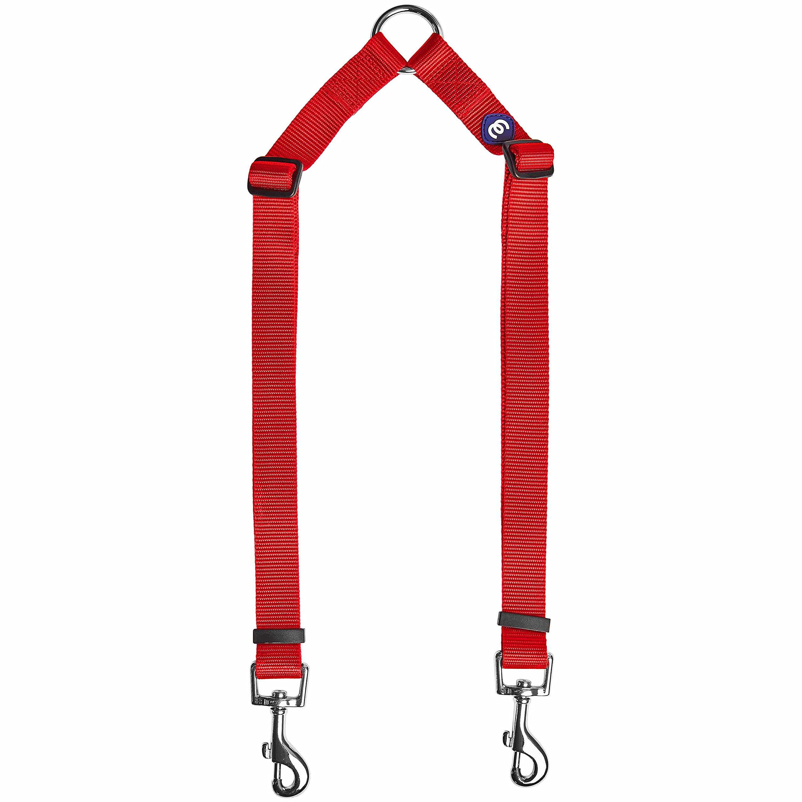 Blueberry Pet Essentials Durable Classic Double Dog Leash Coupler, Rouge Red, Small, Dual Walking & Training Leashes For Two Dogs