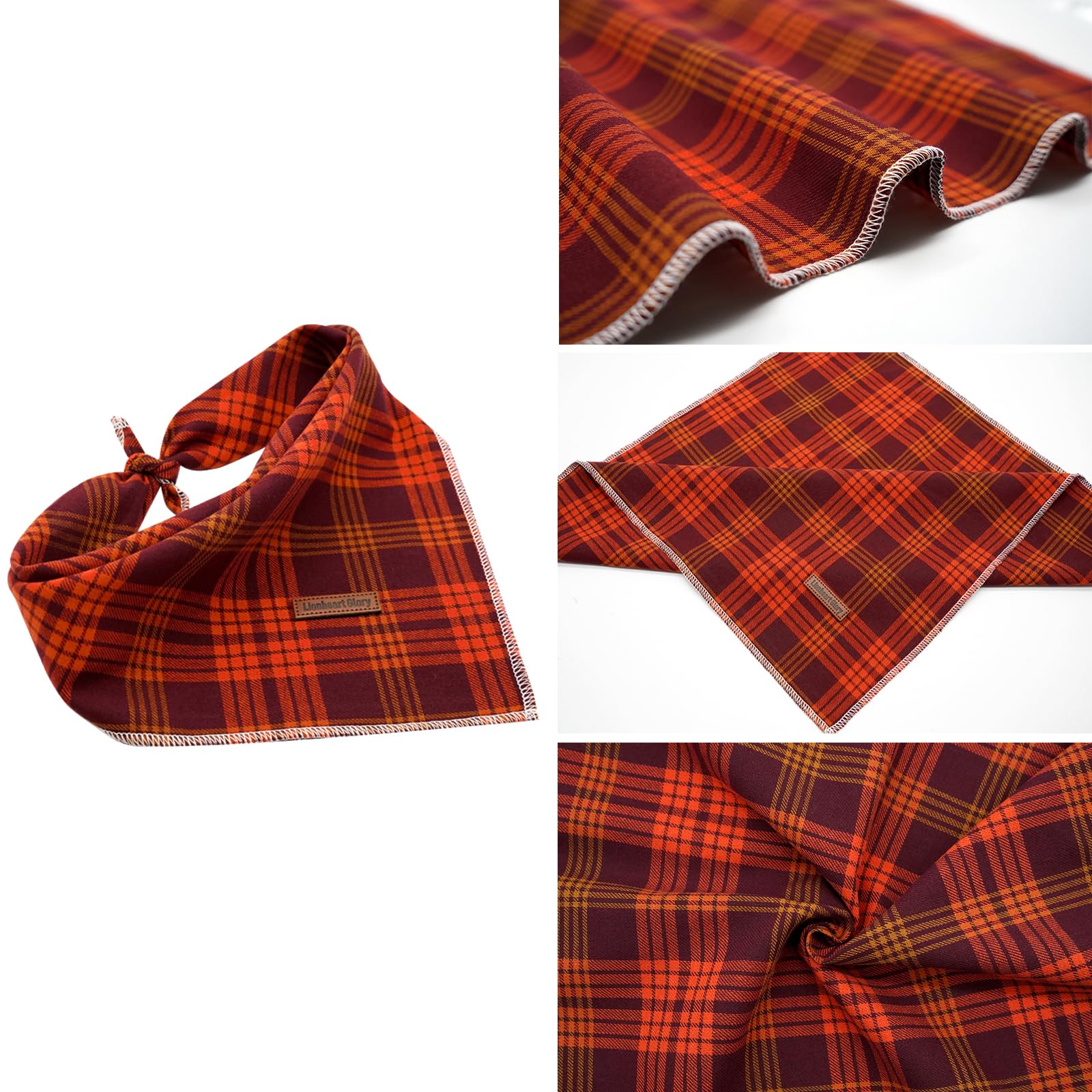 Lionheart Glory Plaid Dog Scarf, Washable Soft Bandana For Small To Large Dogs, Boys & Girls