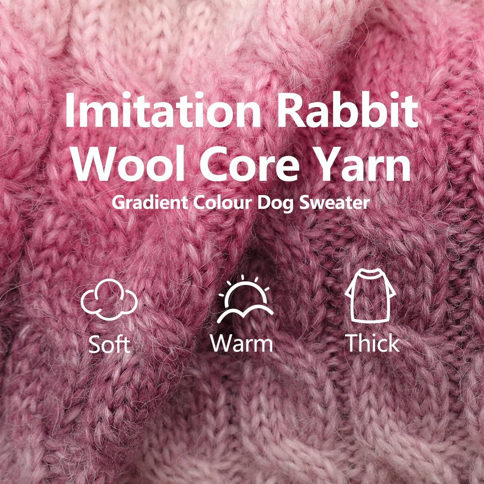 Kyeese Dog Sweater Cable Knit Thick Dog Knitwear Turtleneck Warm With Sleeves Dogs Sweater For Medium Dogs Gradient Color, Purpl