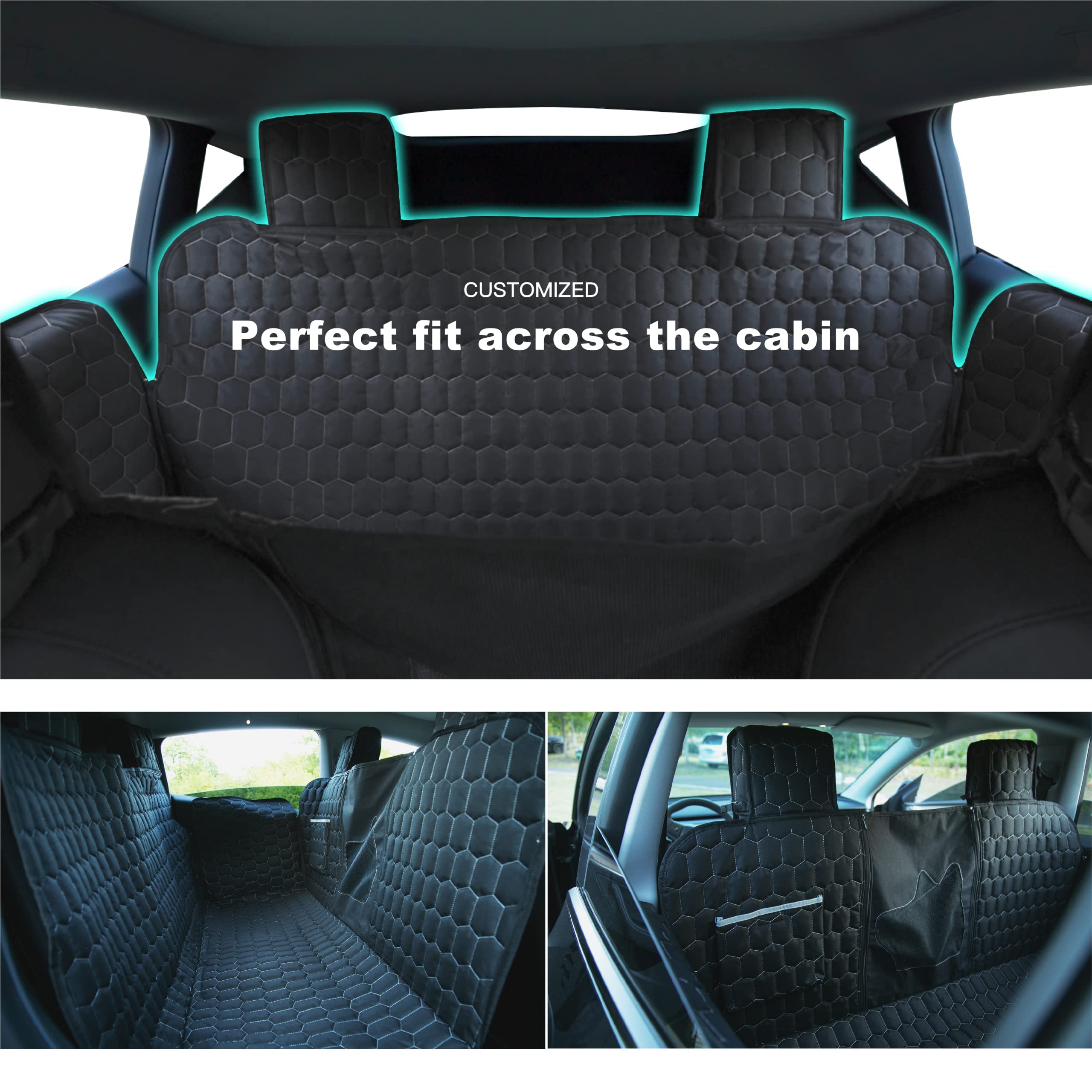 Meginc Dog Seat Covers For Back Seat, Car Seat For Tesla Model 3, 100% Waterproof Pet Seat Cover Protects From Scratches, Scuffs