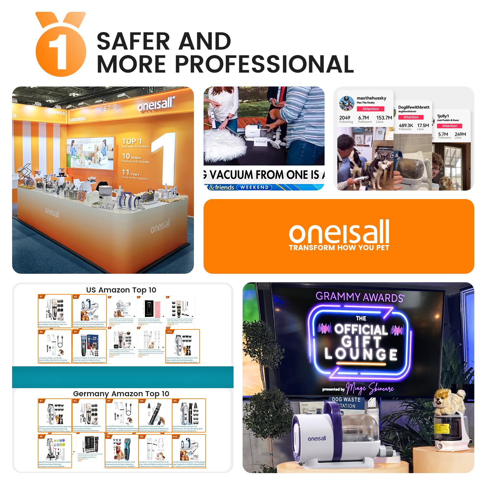 Oneisall Dog Hair Vacuum & Dog Grooming Kit, Pet Grooming Vacuum With Pet Clipper Nail Grinder, 1.5L Dust Cup Dog Brush Vacuum W