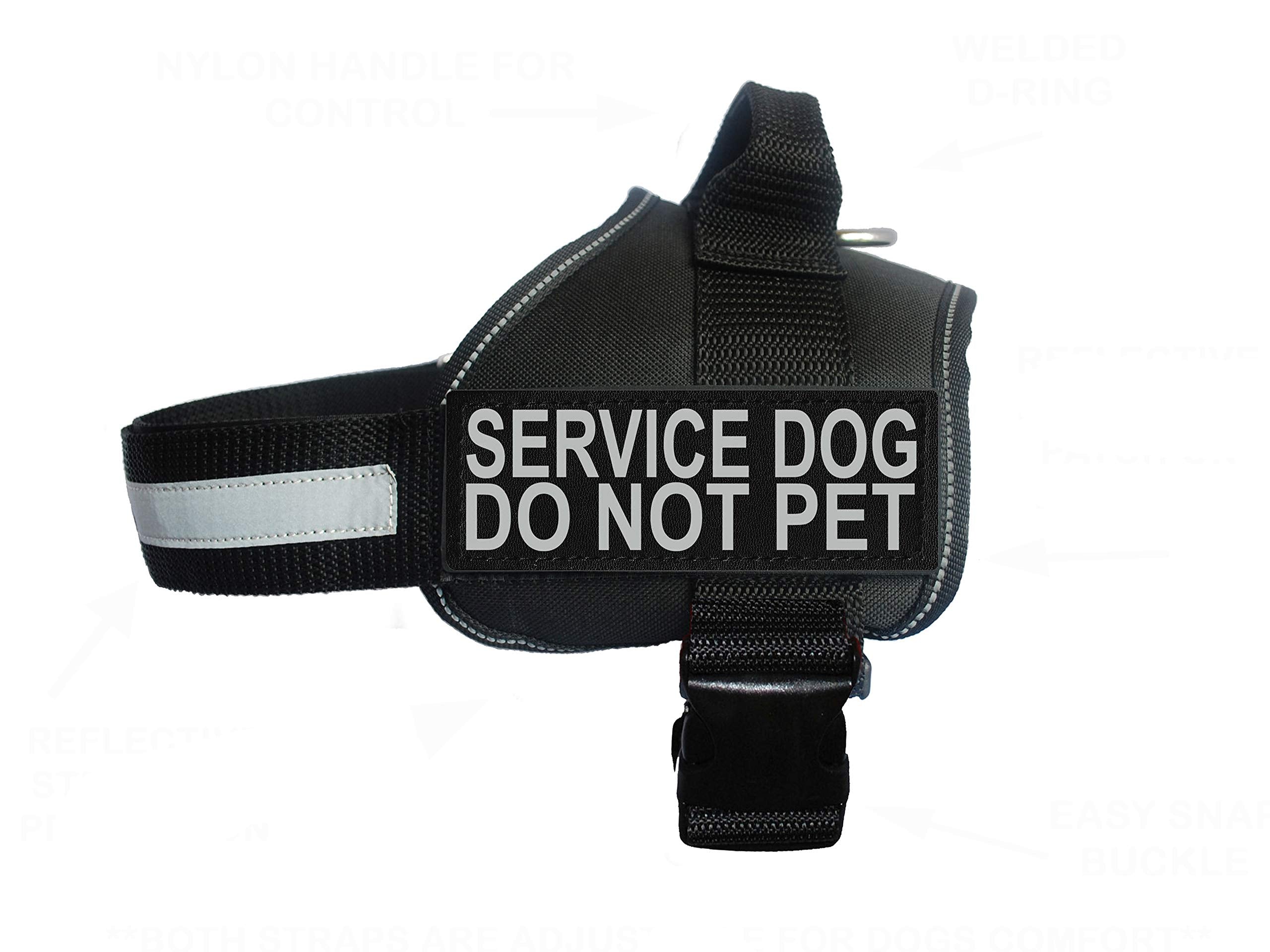 Doggie Stylz Service Dog Harness Vest Comes With 2 Reflective Service Dog Do Not Pet Removable Patches. Please Measure Dog Before Ordering (Girth 19-25', Black)