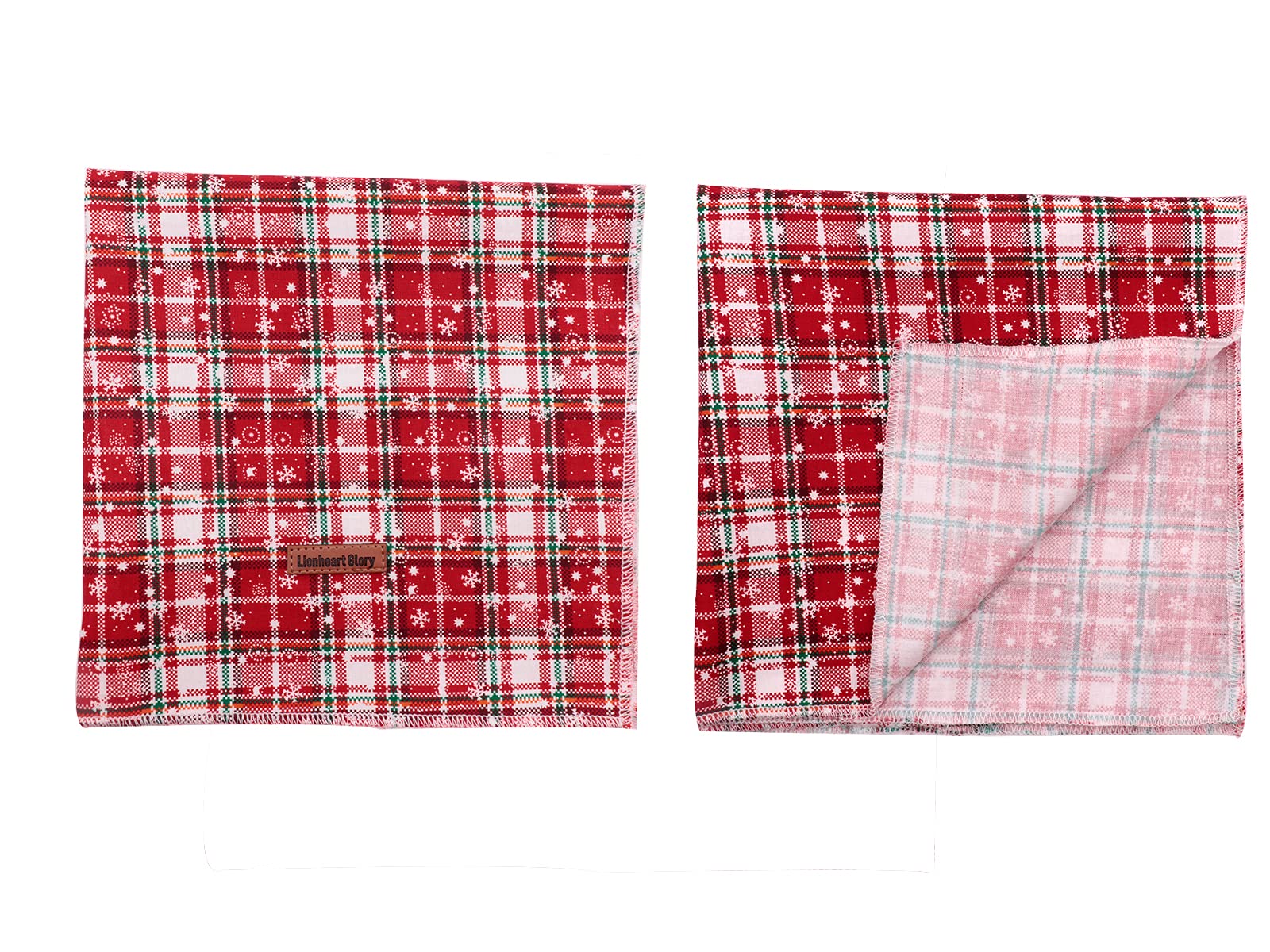 Lionheart Glory Dog Bandana 1 Pack Washable Soft Cotton Christmas Plaid Bibs Scarf, Adjustable Kerchief Square Dog Bandanas For