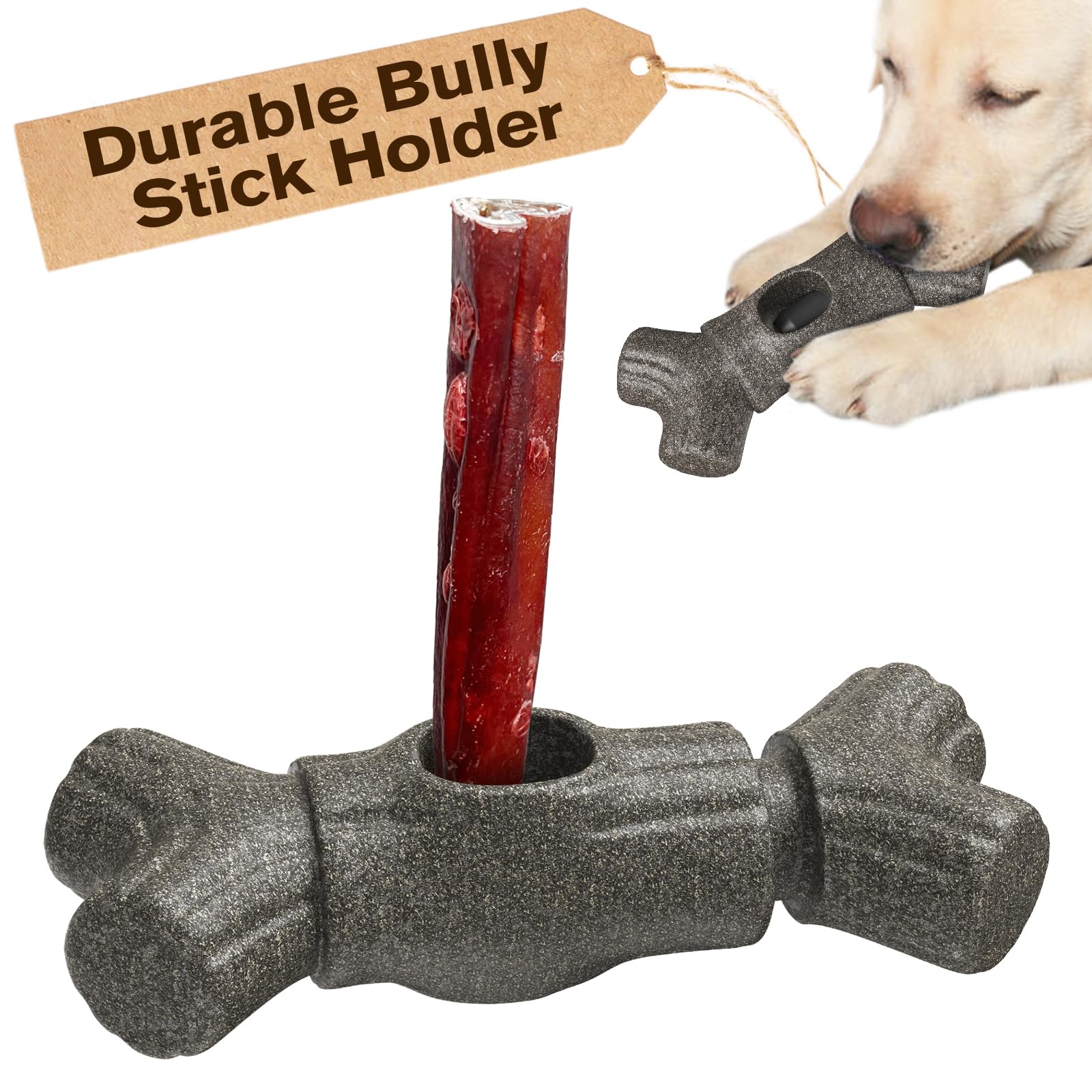 Tlkng Dog Bully Stick Holder Safety Device Indestructible Sturdy Tough Enduring Chew Tuff Toy For Medium/Large Aggressive Chewer