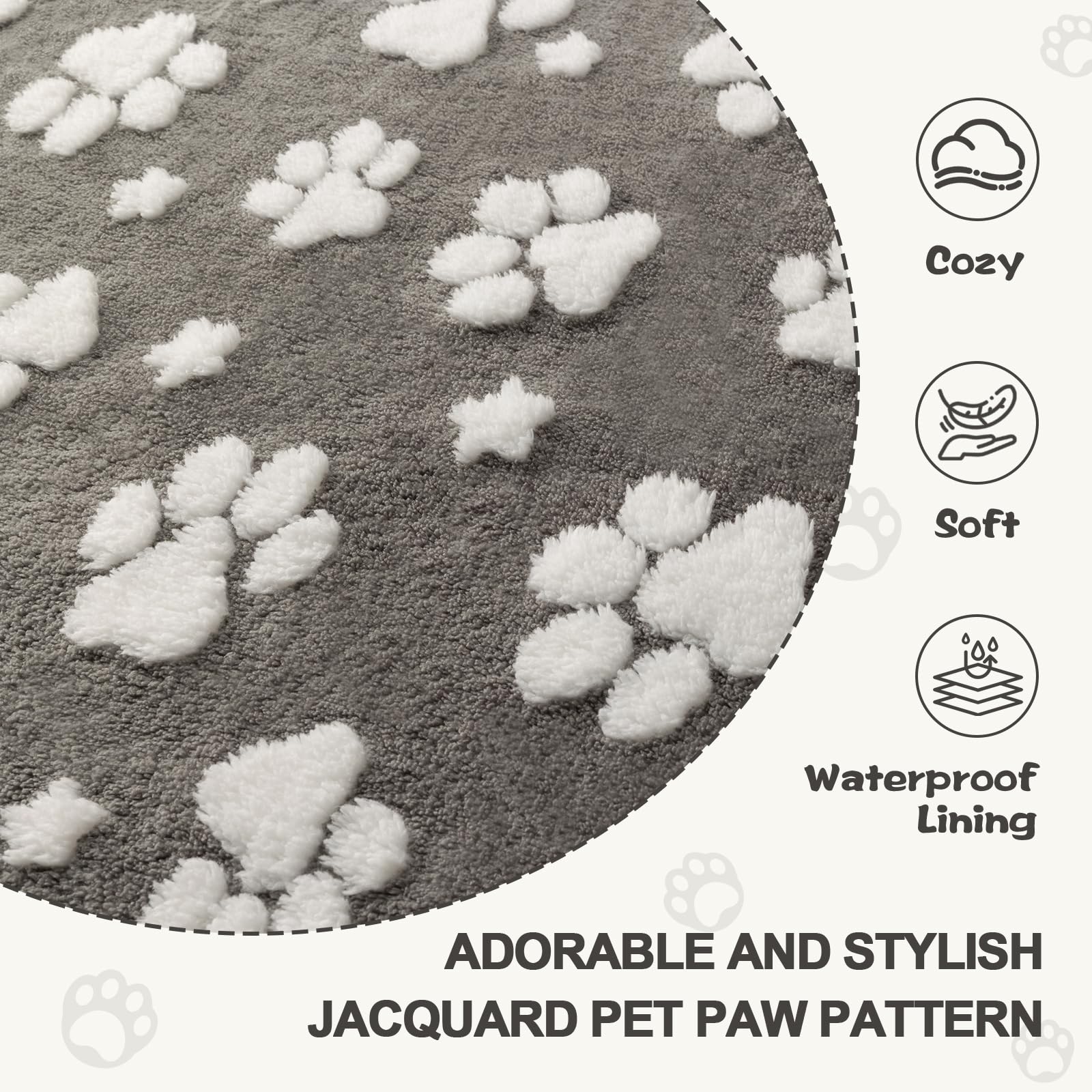 Yaning Waterproof Blanket For Dog Cat Or Adult, Cute 3D Textured Paw Dog Blanket For Bed Couch Sofa, Soft Liquid Pee Proof Pet F