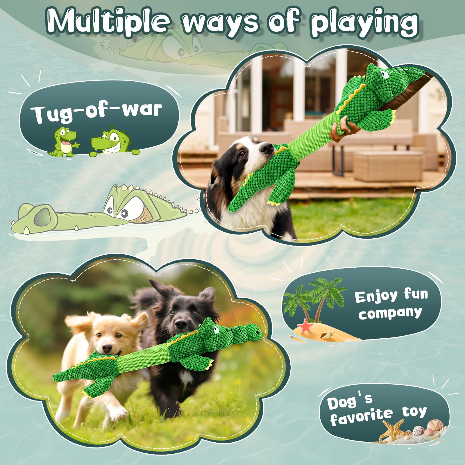 Wowbala Large Dog Toys: Squeaky Plush Chew Toys - Tough Tug Of War - Interactive For Puppies To Large Breeds