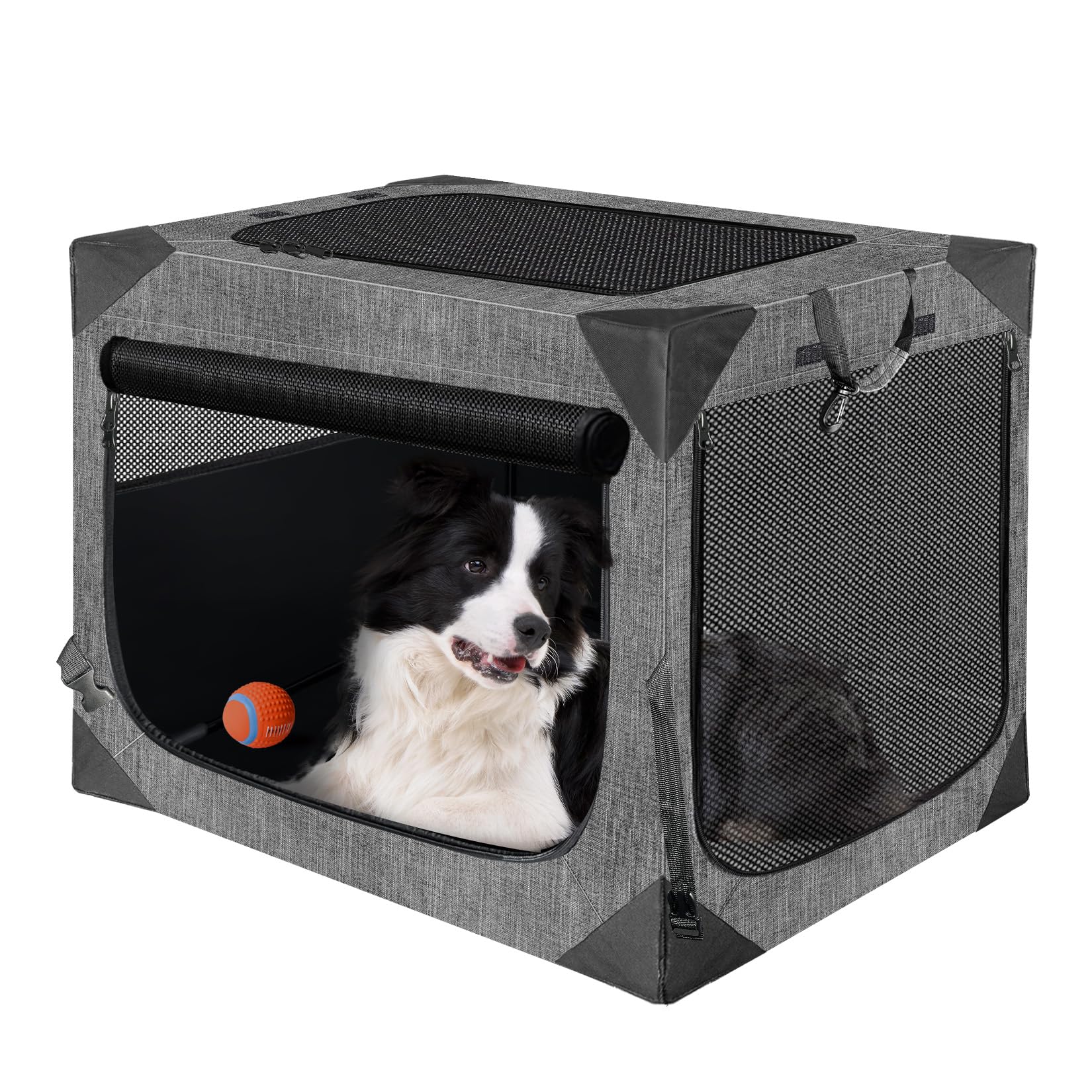 Nottia Dog Crate, Collapsible Soft Travel Crate for Large Dogs (3 Year Warranty), Indoor & Outdoor Portable Pet Kennel with Chew