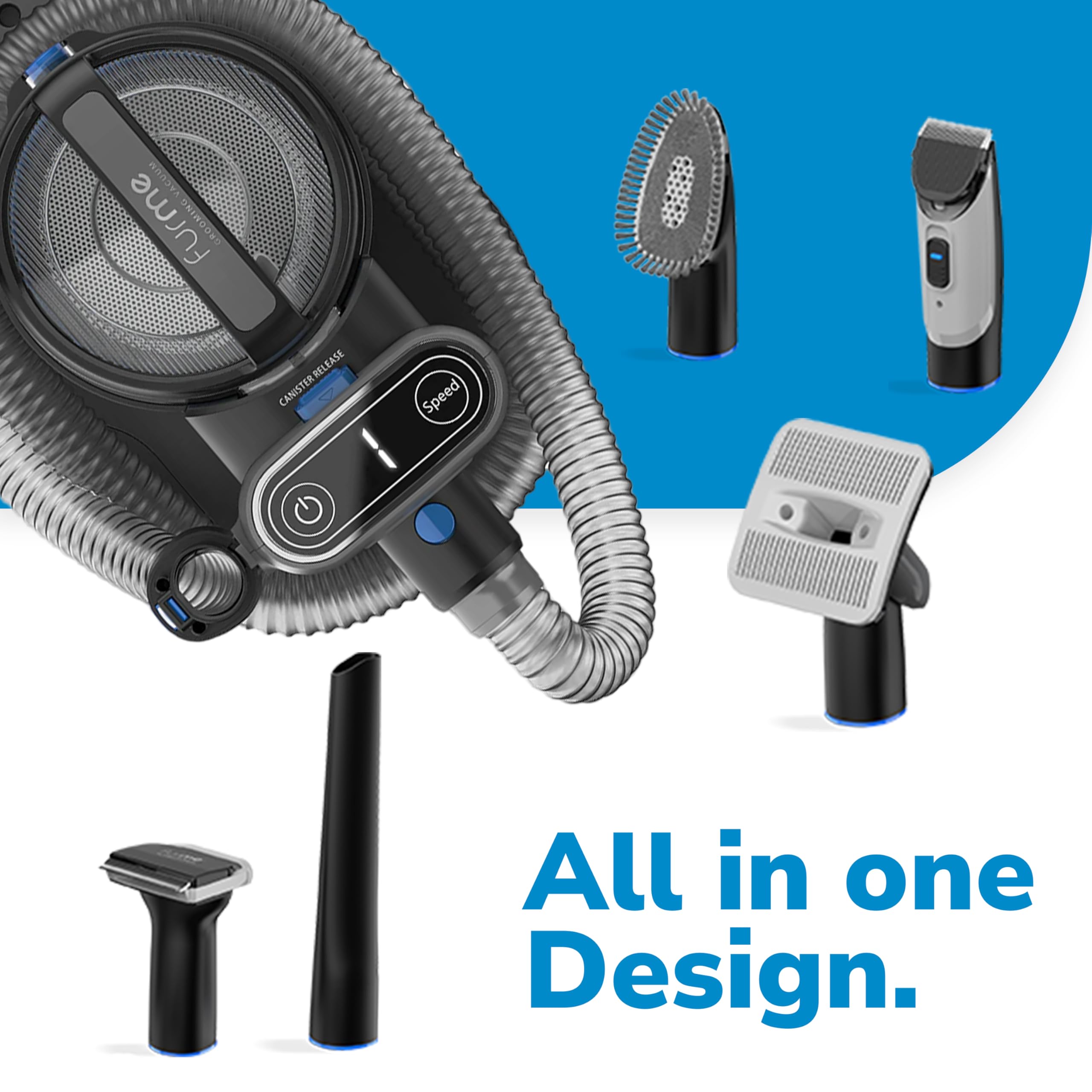 Furme Professional Pet Grooming Vacuum Kit - Cat & Dog Grooming Kit For Easy Pet Care At Home, Quiet & Safe Dog Hair Remover Machine With Brush, Clipper, Shedding & Cleaner Tools & 2L Canister