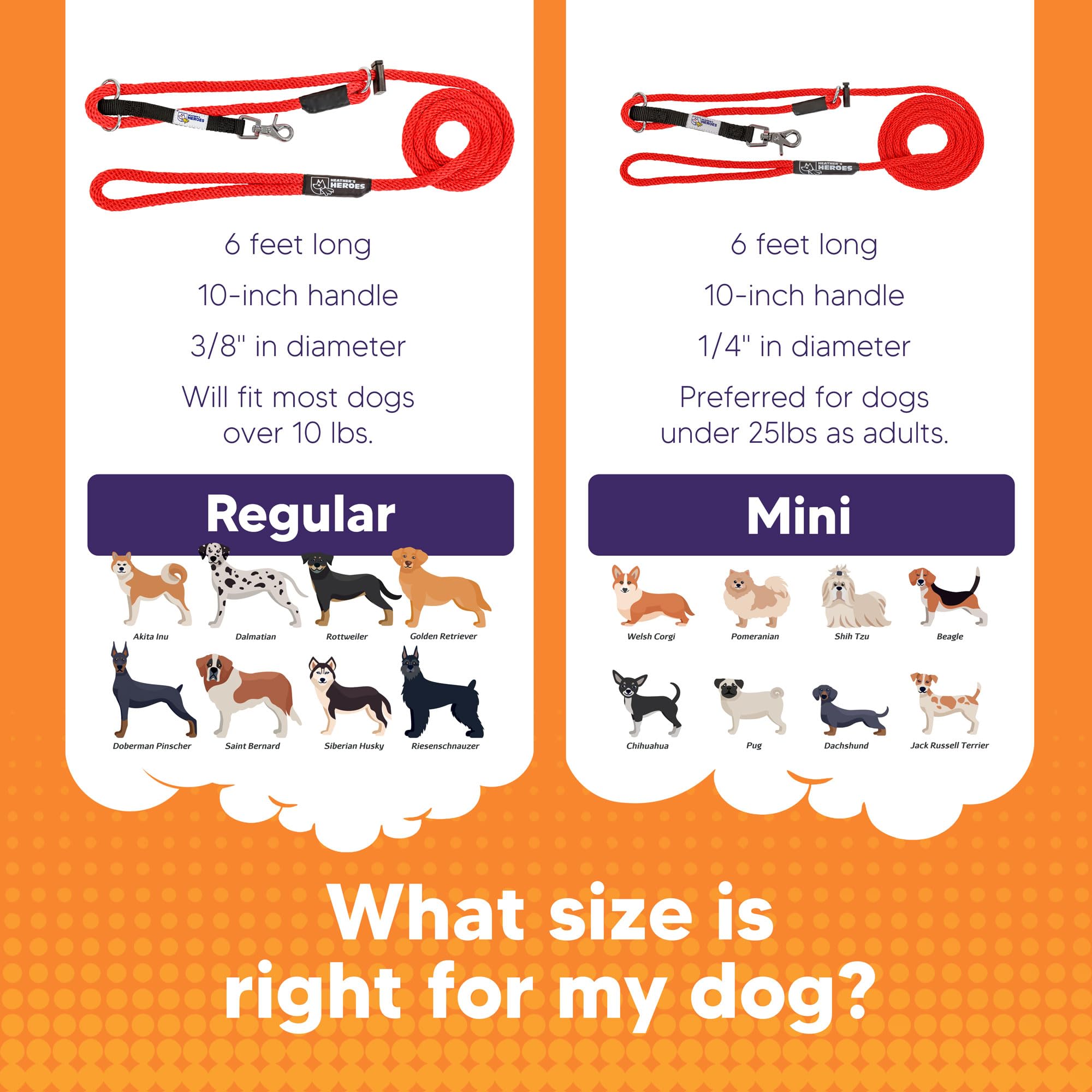 Heather'S Heroes The Sidekick No-Pull Leash, Red, Mini