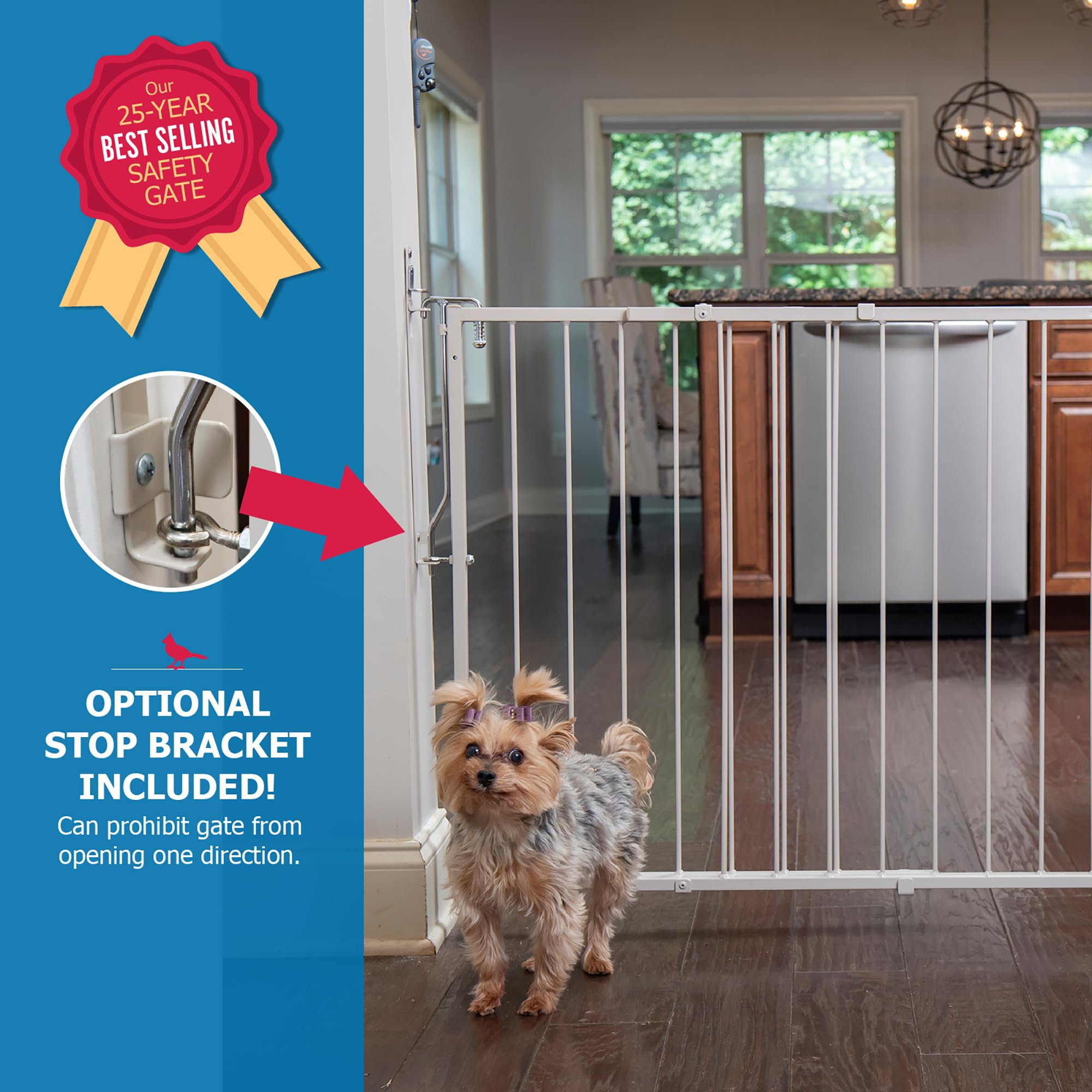 Cardinal Gates MG25 Duragate Baby Gate - Adjustable Dog Gate - Steel Safety Gate for Kids & Pets - 26.5 to 41.5 Inches Wide - Ta