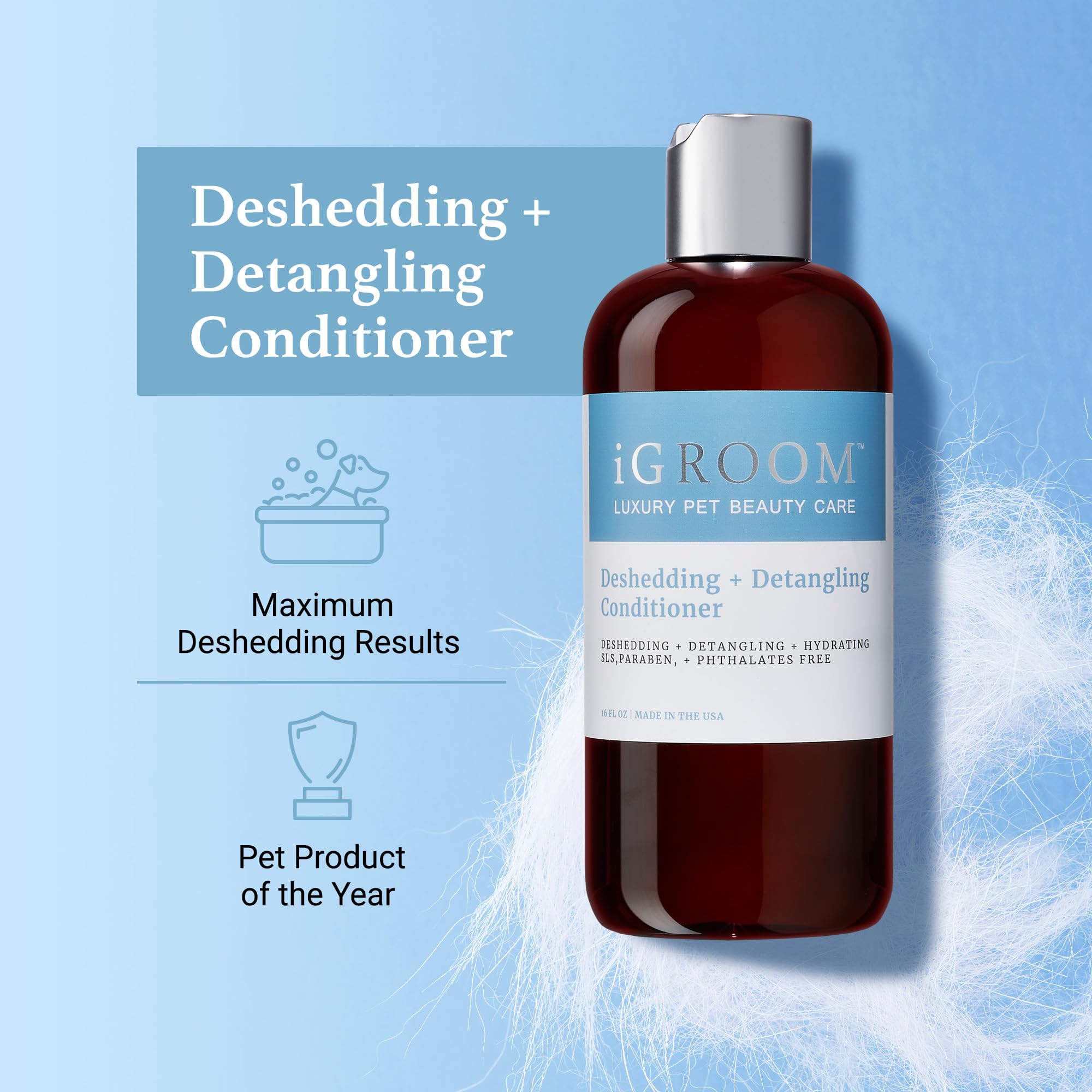 iGroom Deshedding & Detangling Dog Conditioner, Luxury Pet Beauty Care, Loosen Tangles + Unwanted Undercoat, Adds Shine + Volume