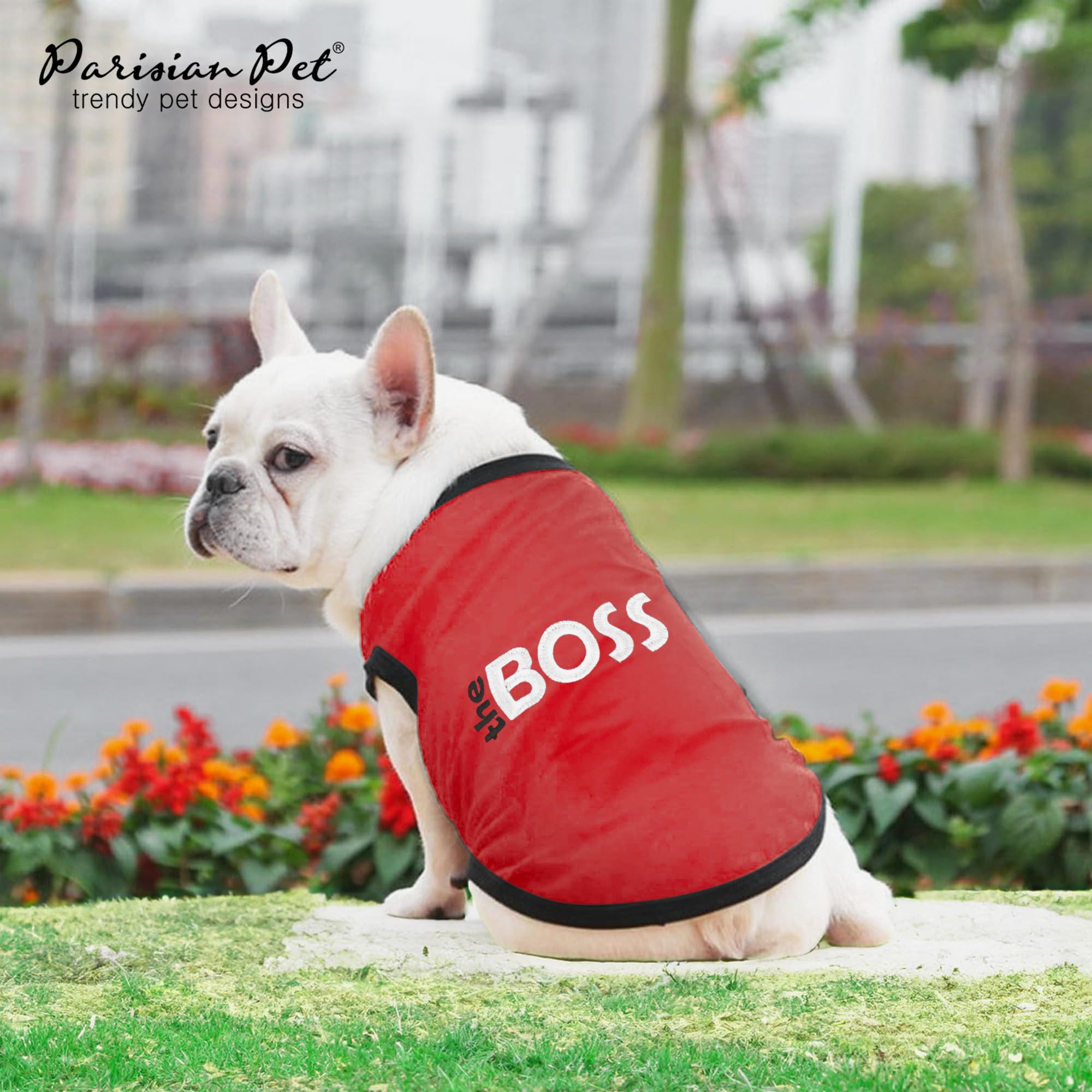 Parisian Pet Dog T-Shirt With Embroidered 'The Boss' Word - Lightweight Dog Clothes - Sleeveless Dog Outfit Boss - Dog Shirt For Large Dogs, Xl