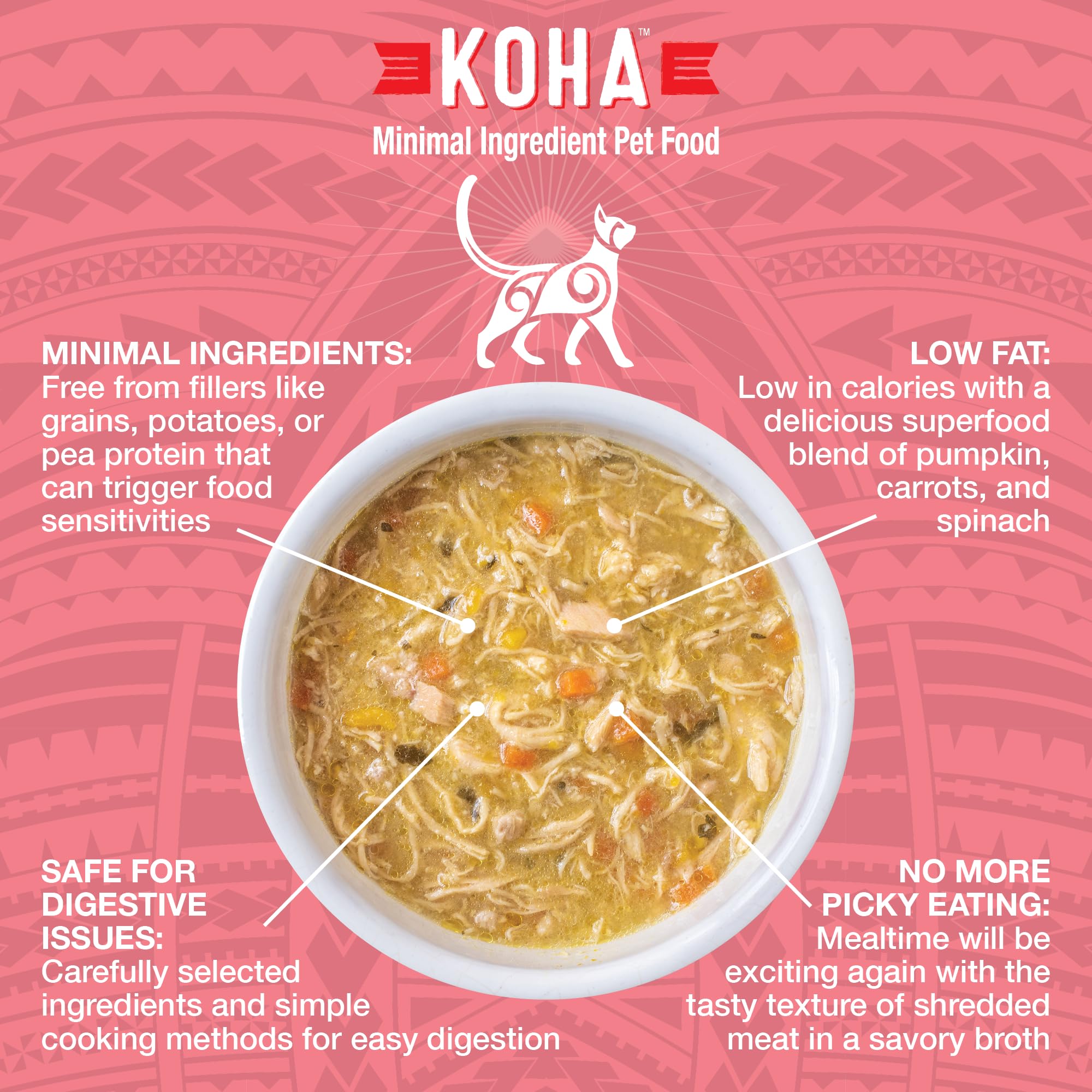 KOHA Pure Shreds Chicken and Salmon Entr  e for Cats, High Protein Wet Cat Food, 5.5oz Cans (Pack of 12)