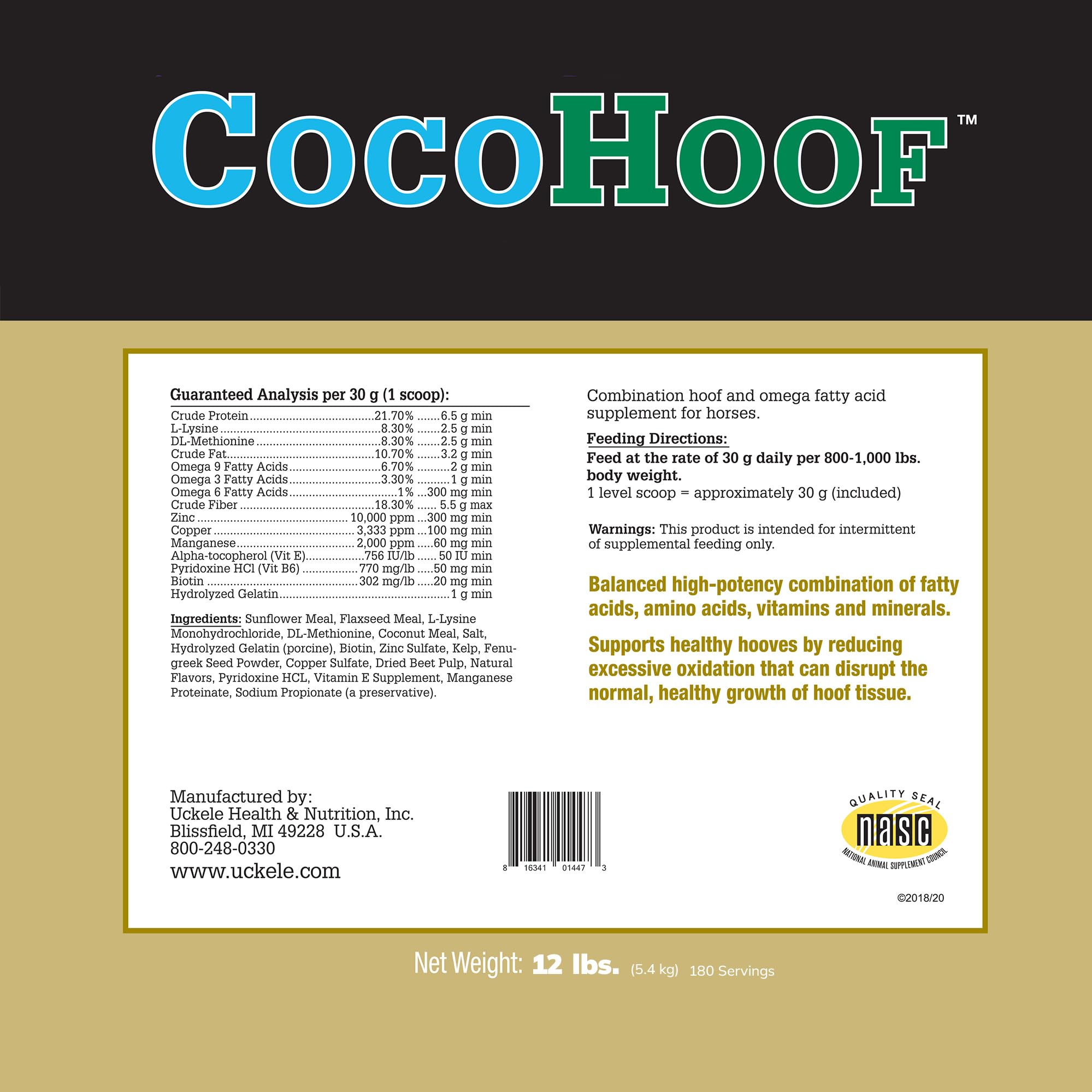 Uckele by SmartEquine CocoHoof, Hoof Supplements for Horses | Biotin for Horses Hooves | Horse Vitamins and Minerals Supplement