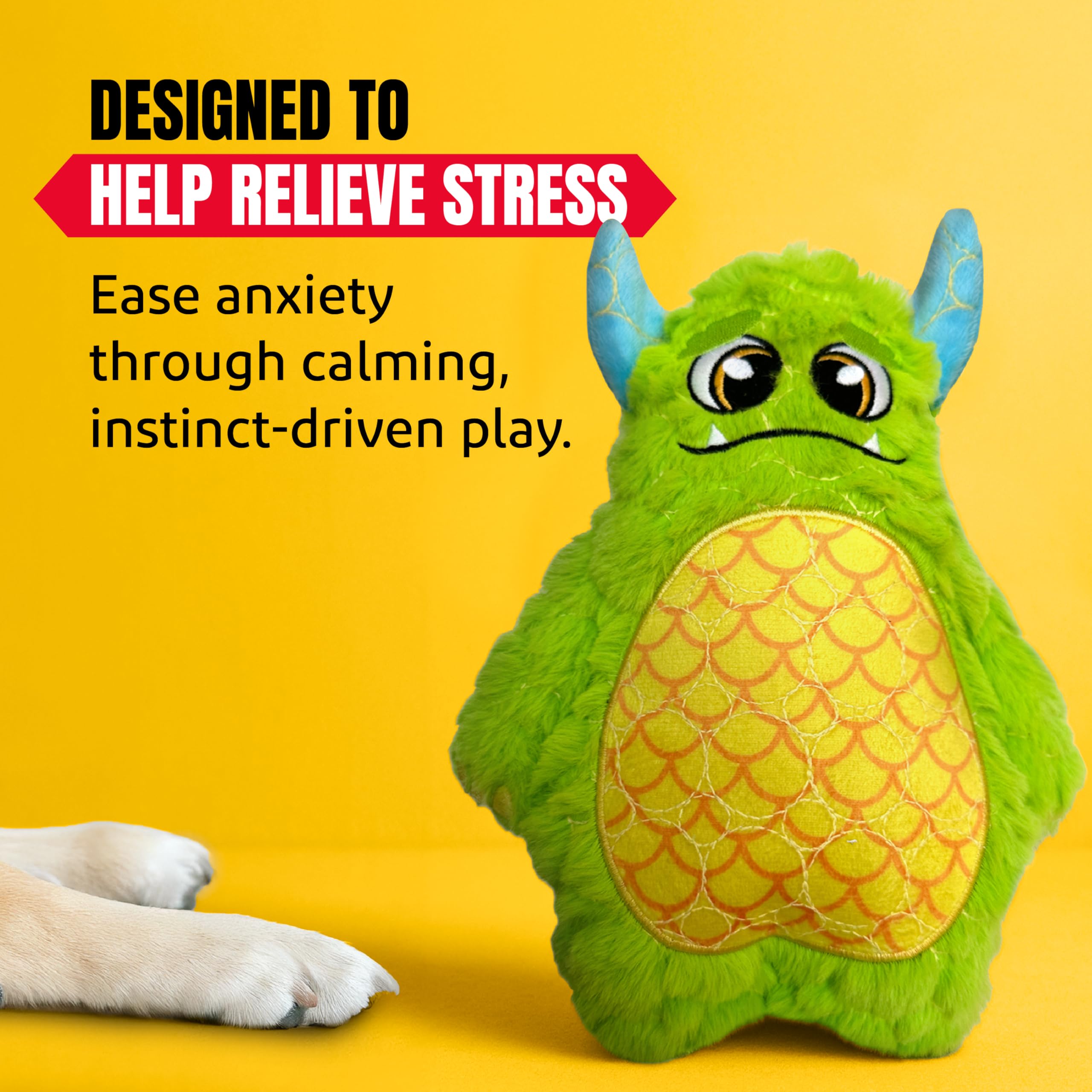 Bite Force Dog Toy - Large Durable & Strong Plush Green Monster Dog Toy, Kevlar-Reinforced for Aggressive Chewers
