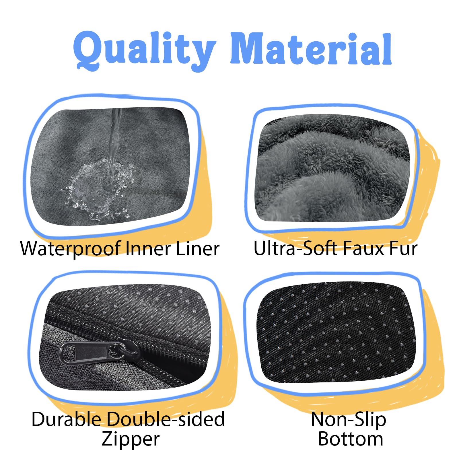 Washable Orthopedic Large Dog Bed - Removable Orthopedic Foam Dogs Beds With Bolsters Waterproof Large Dog Bed And Non-Slip Bott