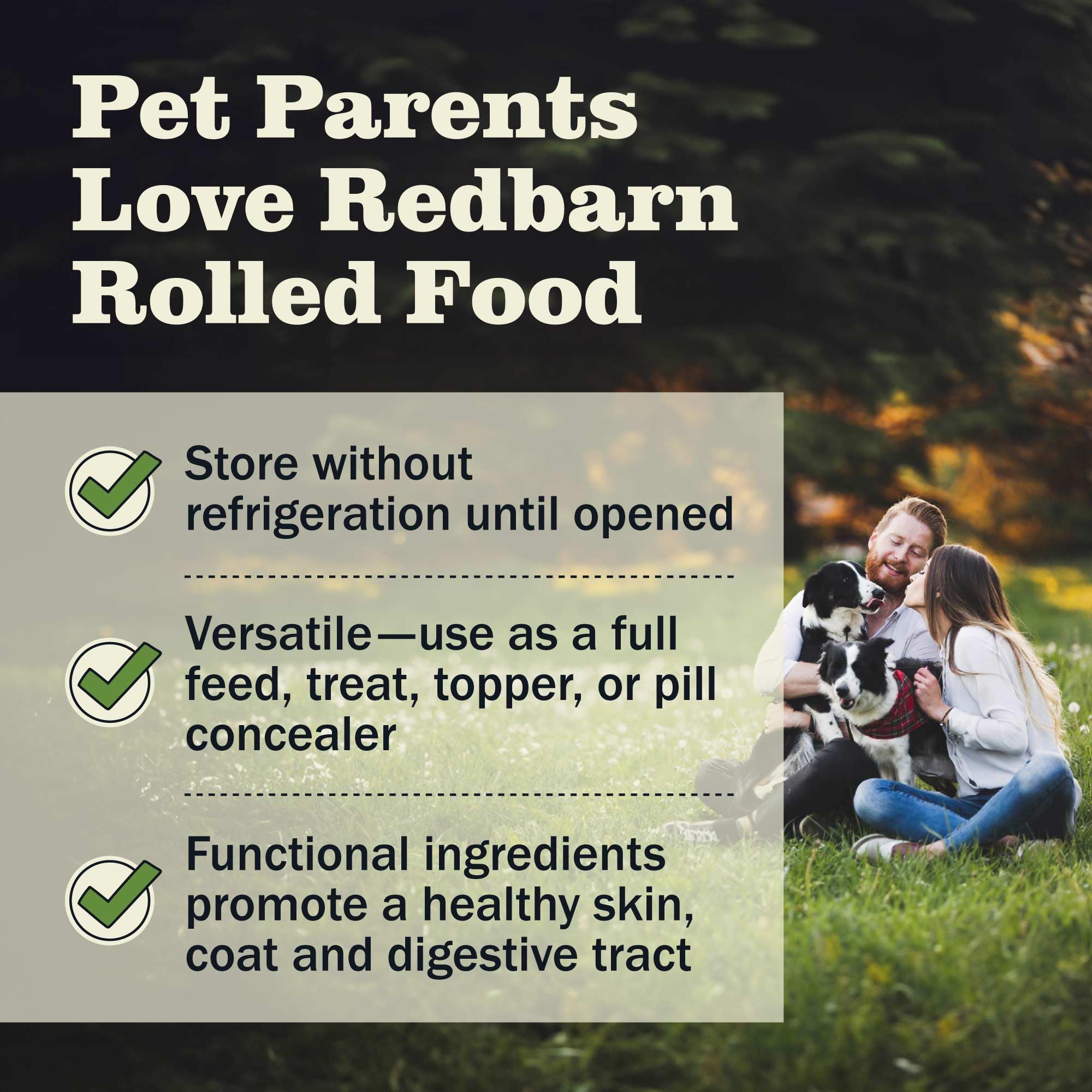 Redbarn Pet Products Premium Rolled Dog Food, Semi-Moist, Beef Recipe - High Protein Full Feed, Topper, Training Treat, or Pill