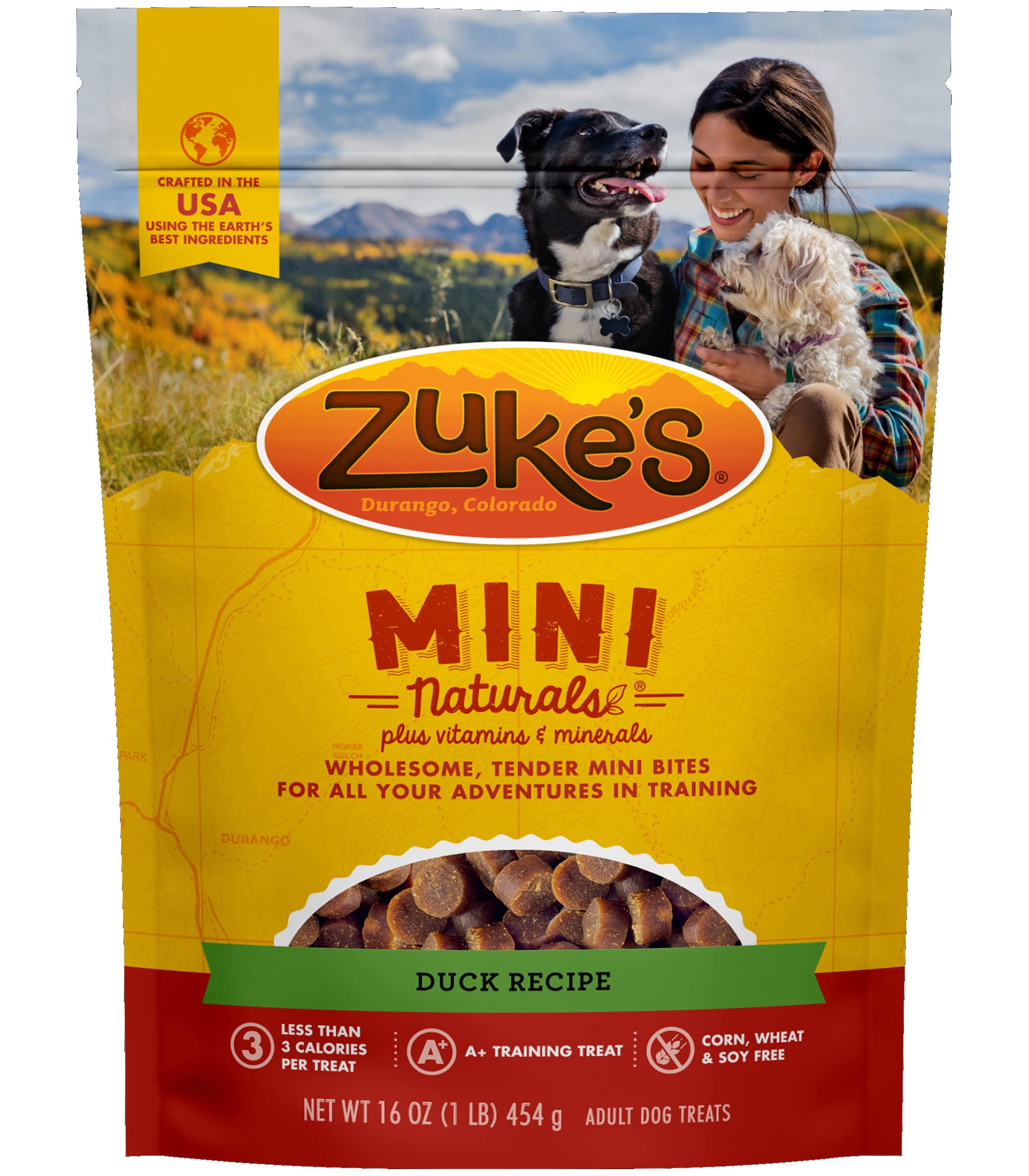 Zukes Mini Naturals Training Dog Treats Duck Recipe, 16 OZ Bag (Pack of 2)