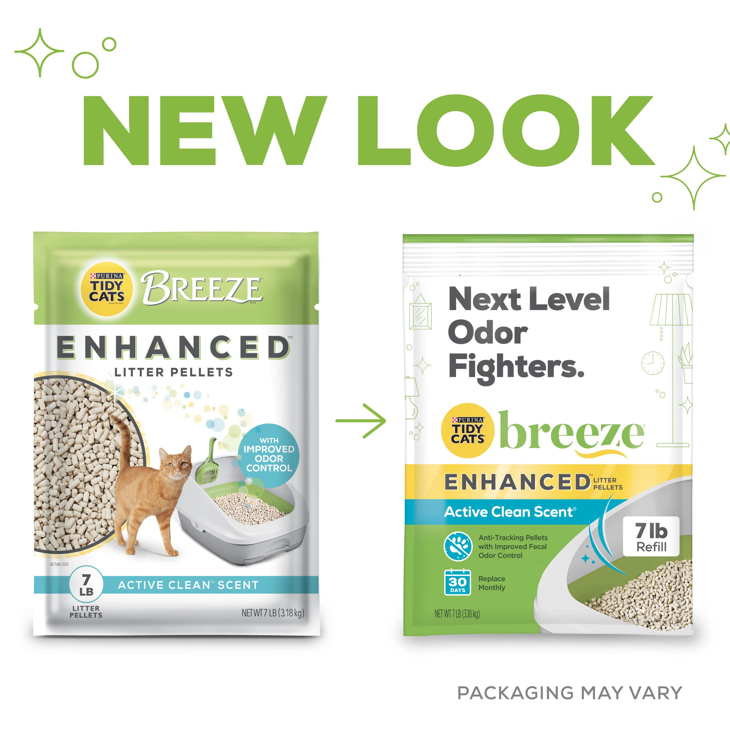 Purina Tidy Cats Non Clumping Cat Litter, Breeze Enhanced Pellets Multi Cat Litter - 7 Lb. Bag