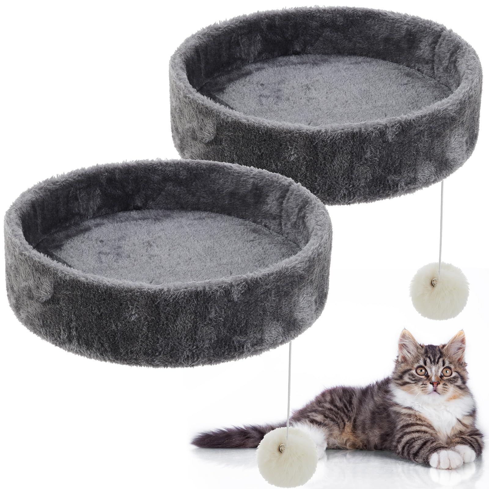 Dansydaisy 2 Pieces 13.5'' Cat Tree Replacement Parts Accessories Round Kitten Tree Tower Top Perch Bed Platform Cushion M10 Cat