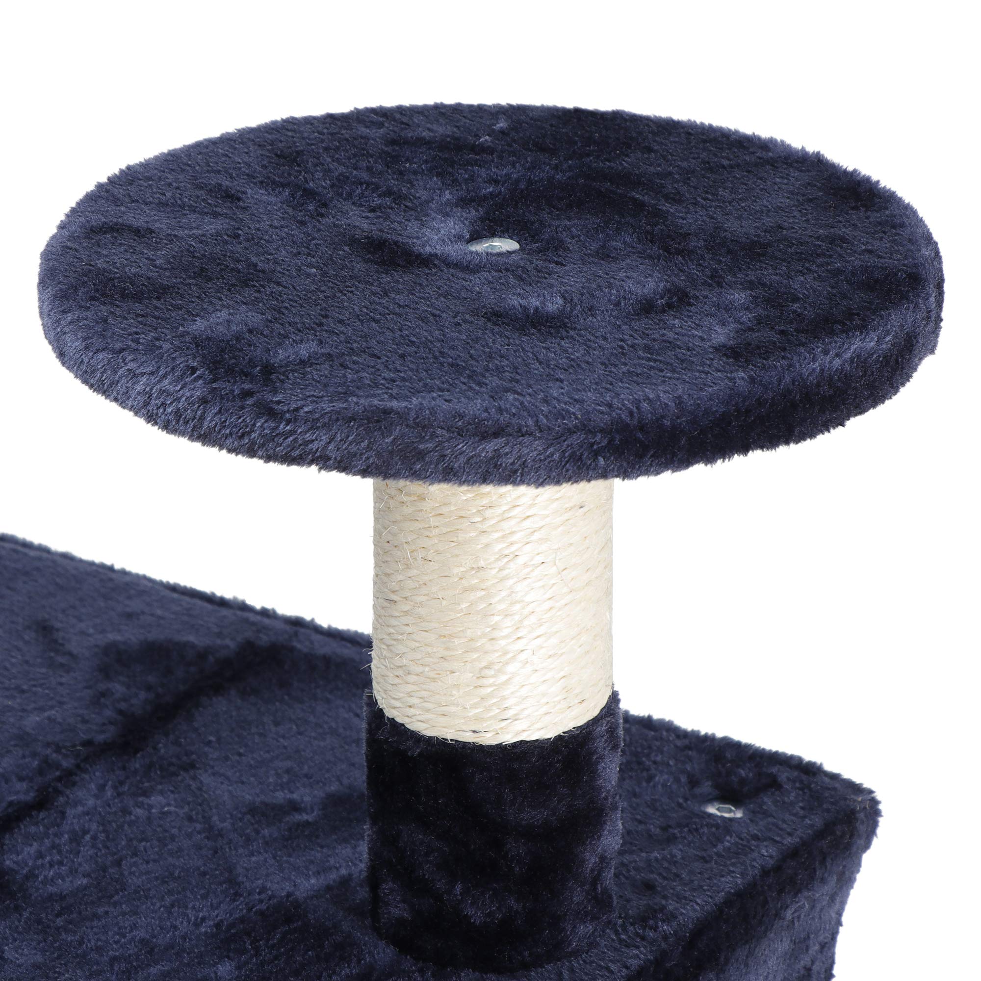 Zeny 53 Inches Cat Tree With Sisal-Covered Scratching Posts And 2 Plush Rooms Cat Furniture For Kittens (Navy Blue)