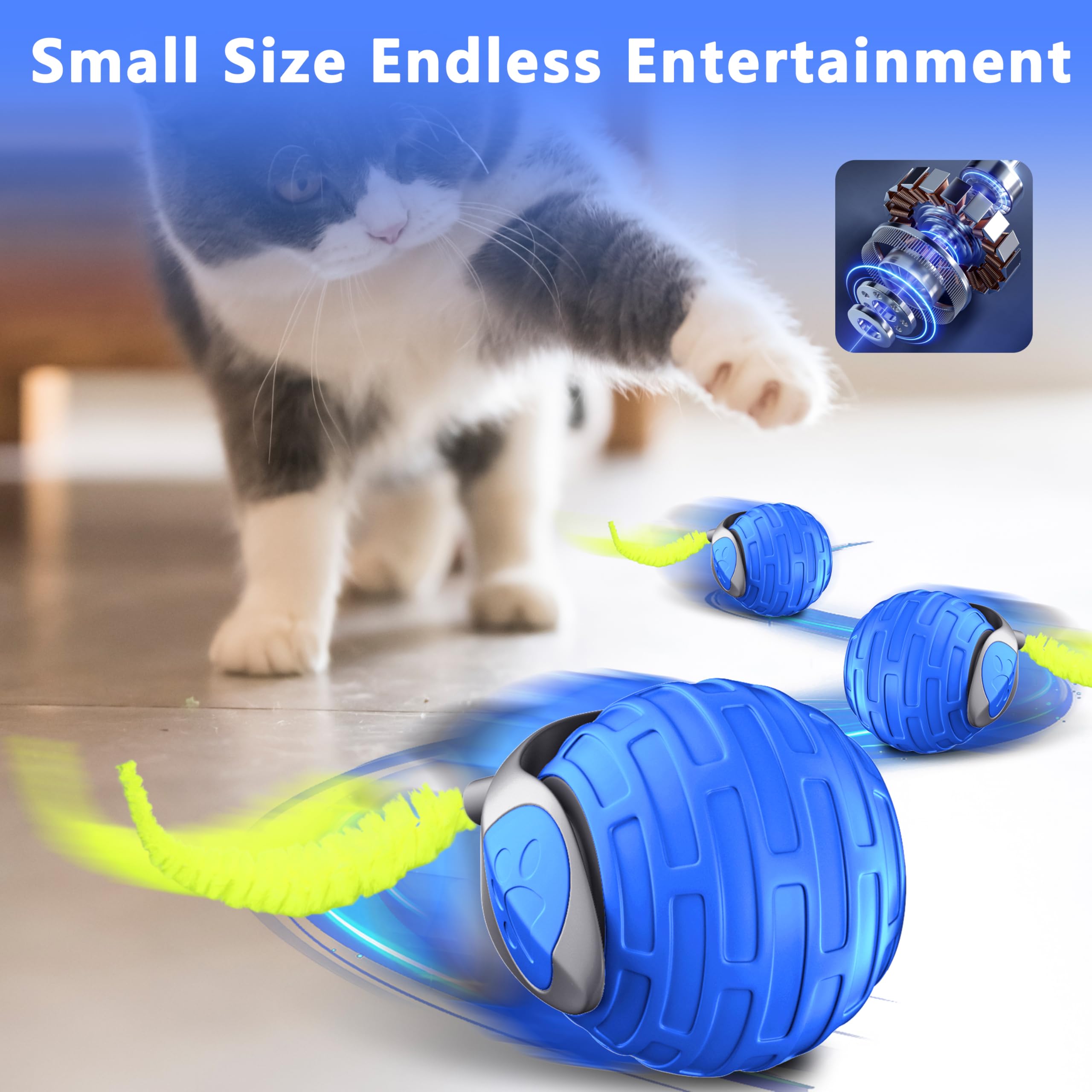 Yemeda Cat Toys,Interactive Cat Toys Ball For Bored Indoor Cats,Automatic Rolling,Drop Resistant And Obstacle Avoidance,2 Modes