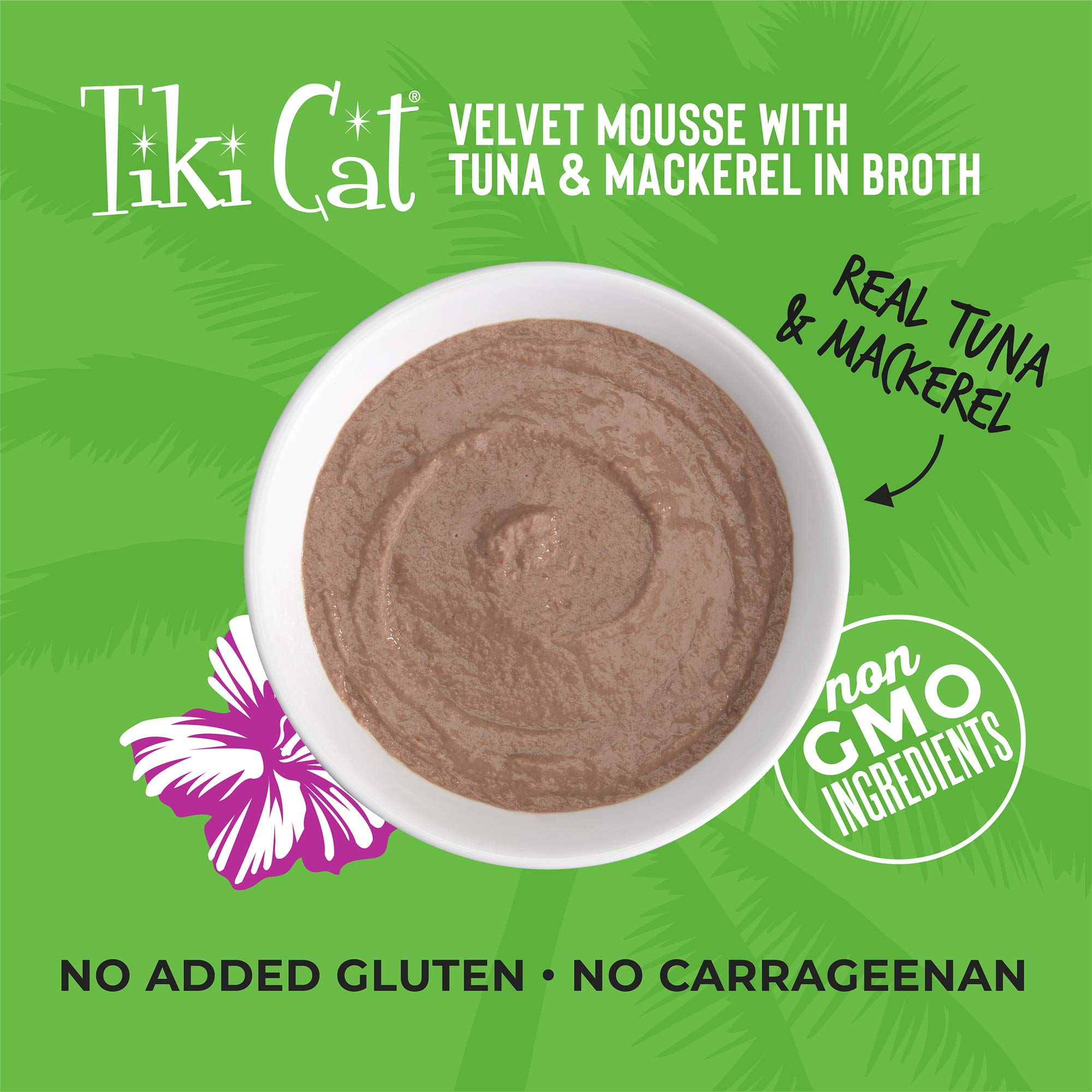 Tiki Cat Luau Velvet Mousse, Tuna & Mackerel in Broth, Complete Nutrition for Balanced Diet, Wet Cat Food For All Life Stages, 2