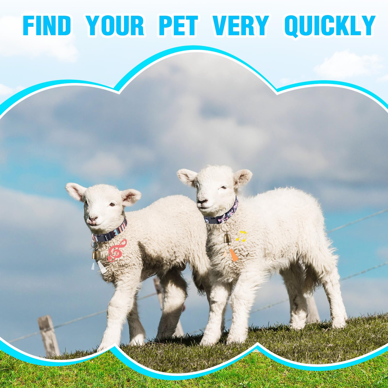 Yeyeplum 2 Pack Goat Collars With Bells, Sheep Grazing Copper Bells And Adjustable Nylon Collar Set Loud Bronze Bell For Farm An