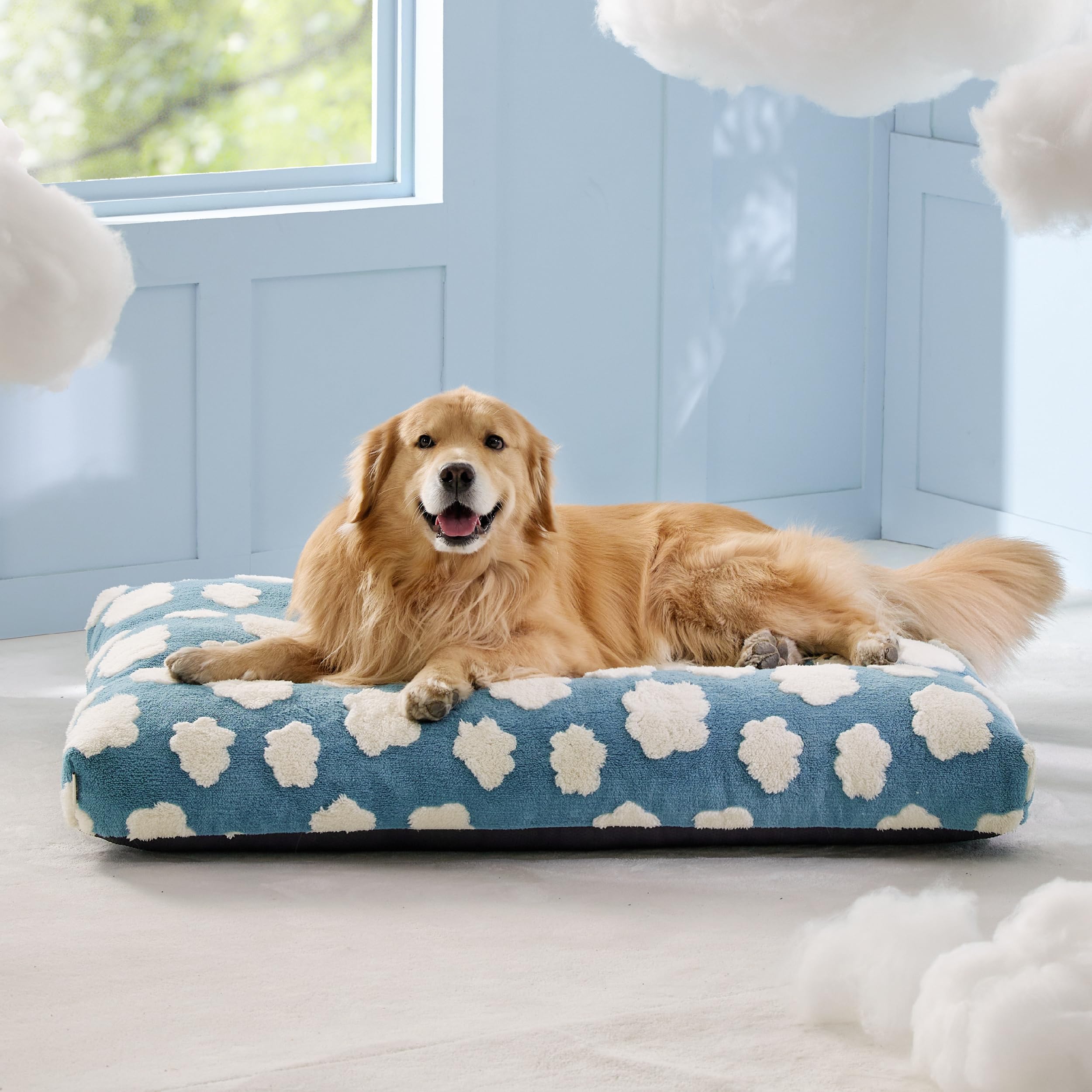 Lesure Cute Xl Dog Bed-Extra Large Thick Shredded Chopped Foam Pet Bed Indoor With Removable Washable Cover, Modern Fuzzy Plush