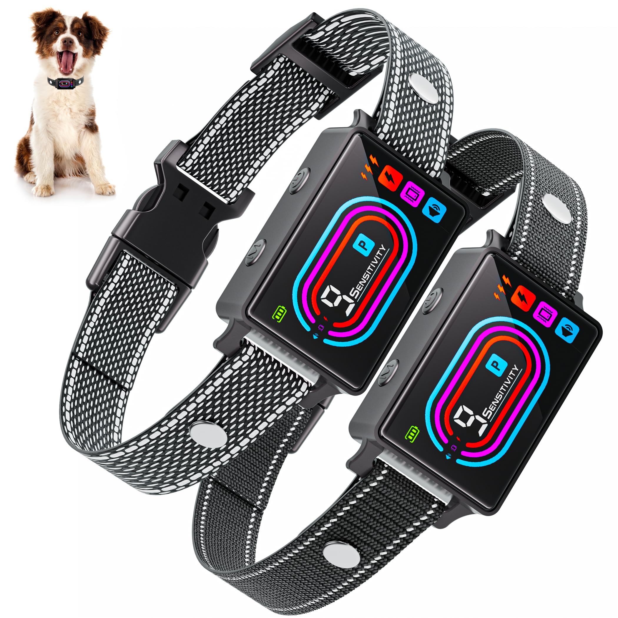 Zaguren Dog Bark Collar 2 Pack, 2025 Smart Bark Collar For Dogs Large Medium Small 5-130 Lbs, Bark Collar 9 Adjustable Sensitivi