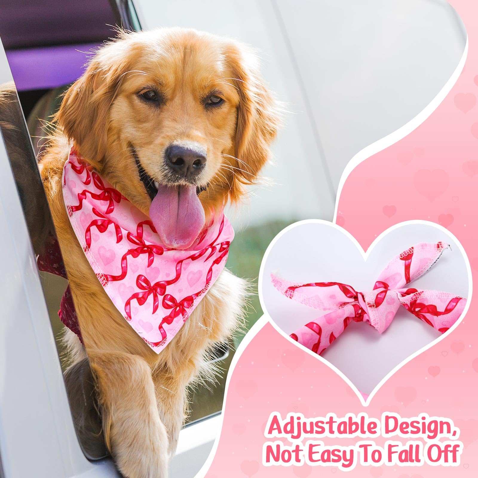 Paterr 100 Pieces Dog Bandanas Bulk Valentines Pet Handkerchief Soft Triangle Bibs Cute Kerchief Adjustable Washable Pet Scarf C
