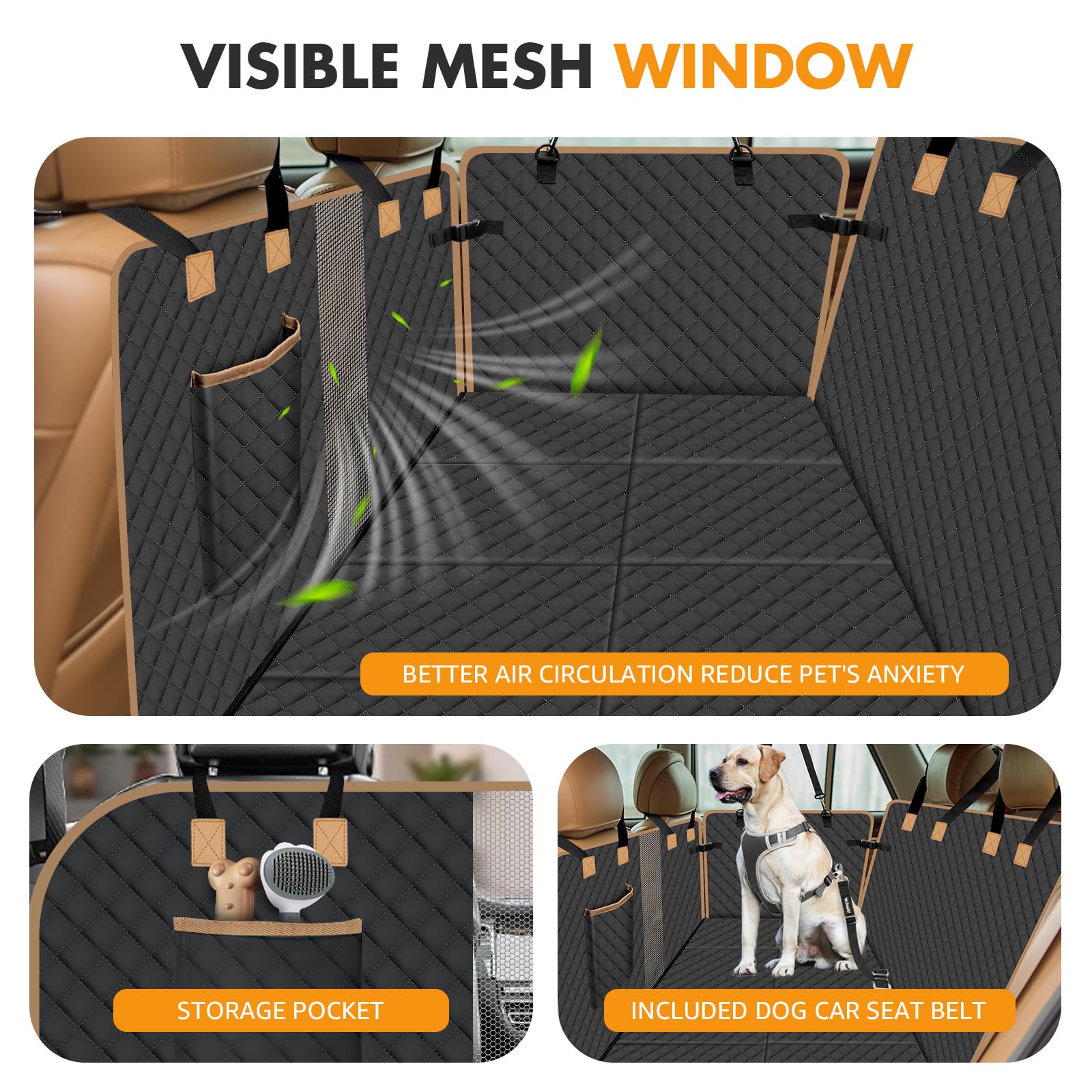 Lekespring Dog Car Seat Cover For Back Seat, Dog Car Bed Cover With Hard Bottom, Backseat Extender Hammock For Mid-Sized Truck/S