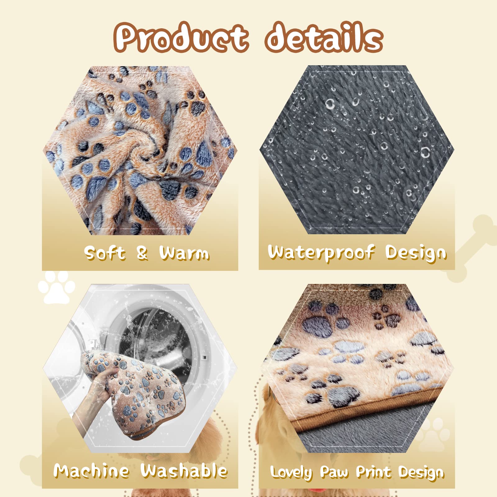 Yuepet Waterproof Dog Blankets, 2 Pack Washable Dog Blankets For Bed Couch Sofa Protector Fleece Flannel Puppy Blanket Soft Plush Reversible Throw Blanket For Small Dog Puppy Cat 30'×20'(White+Coffee)