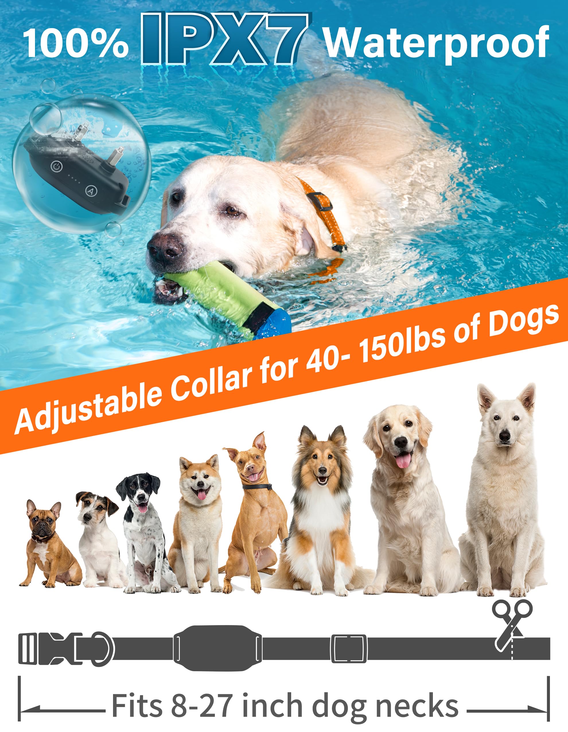 PaiPaitek Bark Activated Shock Collar with Remote - Automatic Bark and Training Collar Combo 3300ft Range, Bark Shock Collar for