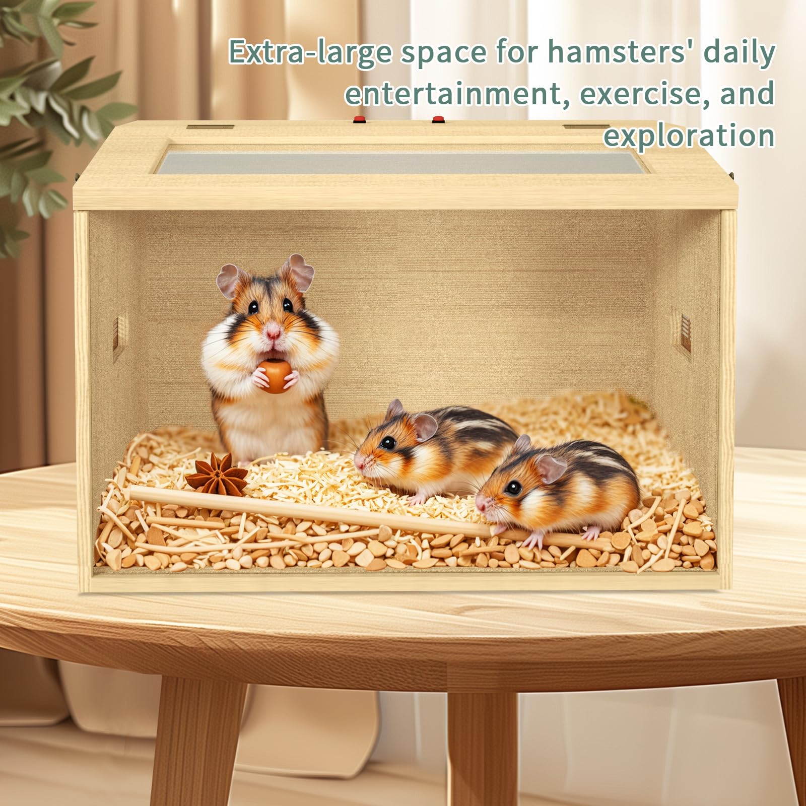 24' Hamster Cage, Top Opening Lockable Roof Door Gerbil Cage, Dwarf Hamster Cage With Hygrometer, Mice And Small Animal Habitat