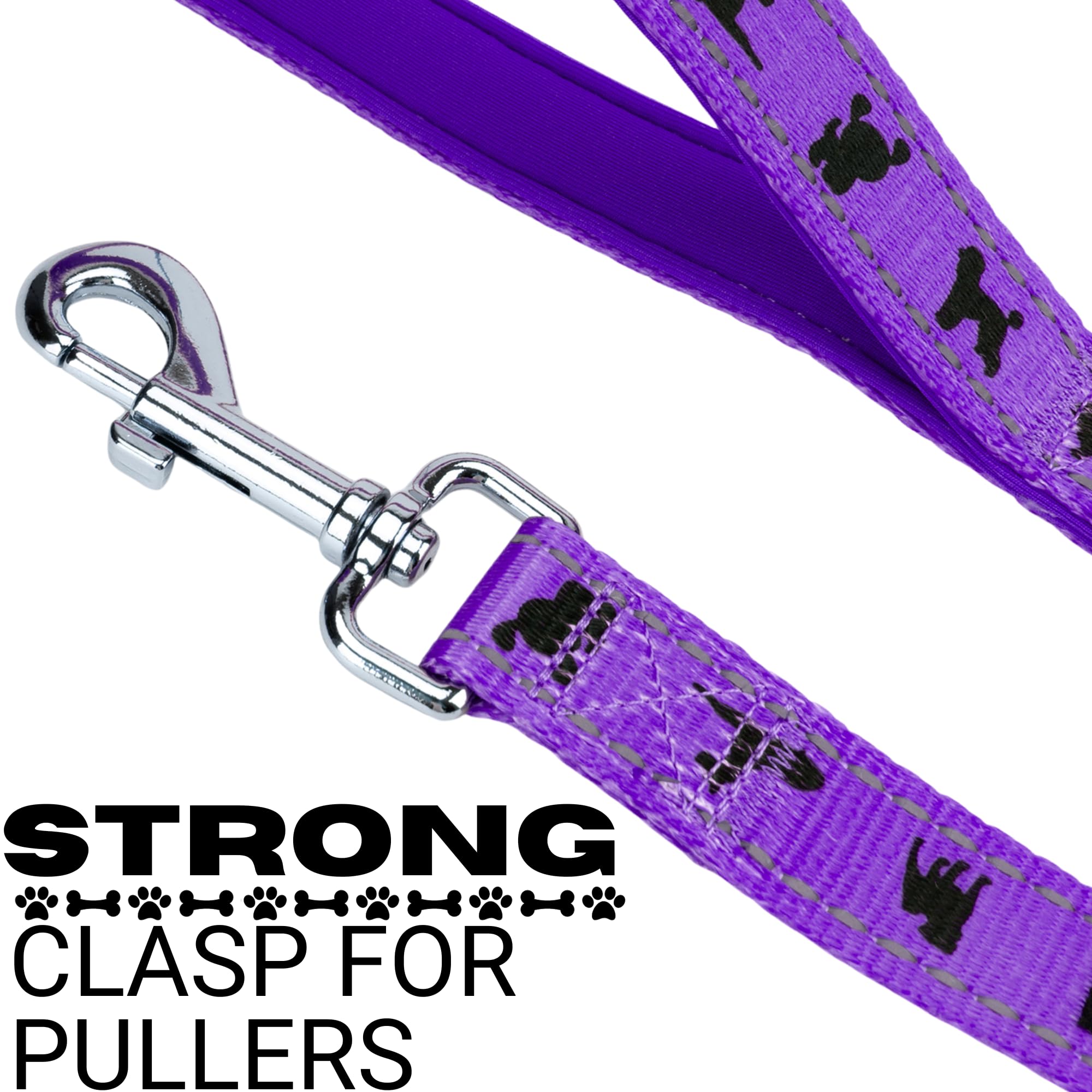 Ecobark Dog Leash - 4 Ft / 5 Ft / 6 Ft Reflective Dog Leash- Eco-Bright Dog Leashes With Padded Handle - Strong Heavy Duty Dog Leash - Nylon Dog Leash For Small And Medium Dogs (Purple Dog Leash)