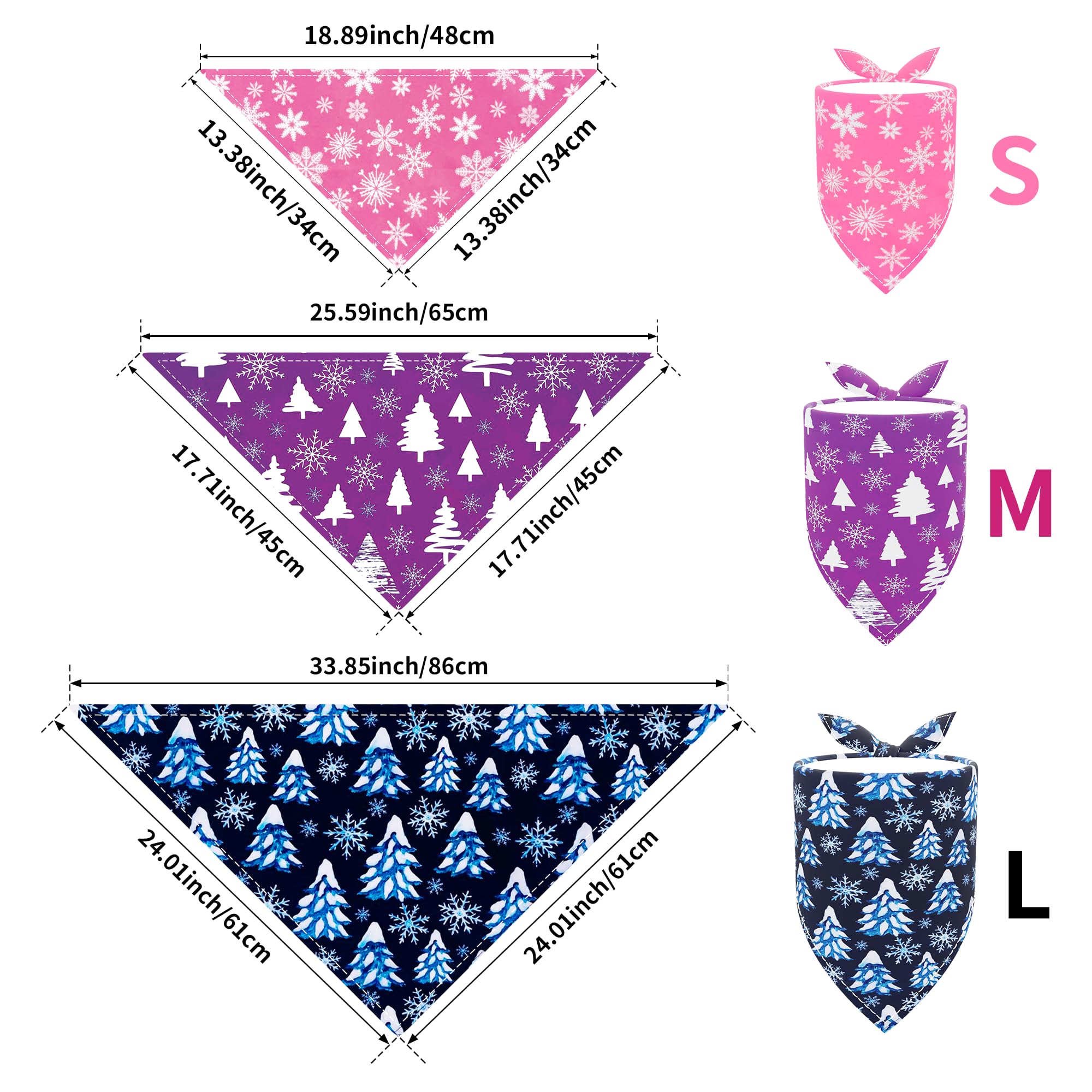 JpGdn 10PCS Dog Bandanas Winter for Xs Small Breed Dog Snow Forest Ice PineTree Kerchief Triangle Bibs Head Scarves for Boys and