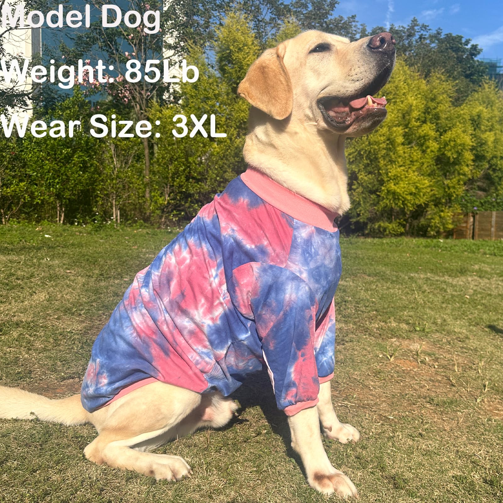 Pripre Dog Cotton Pink Blue T-Shirts Soft And Stretchy Dog Shirt Pajamas Pets Clothes For Large Dogs(Large Pinkblue)