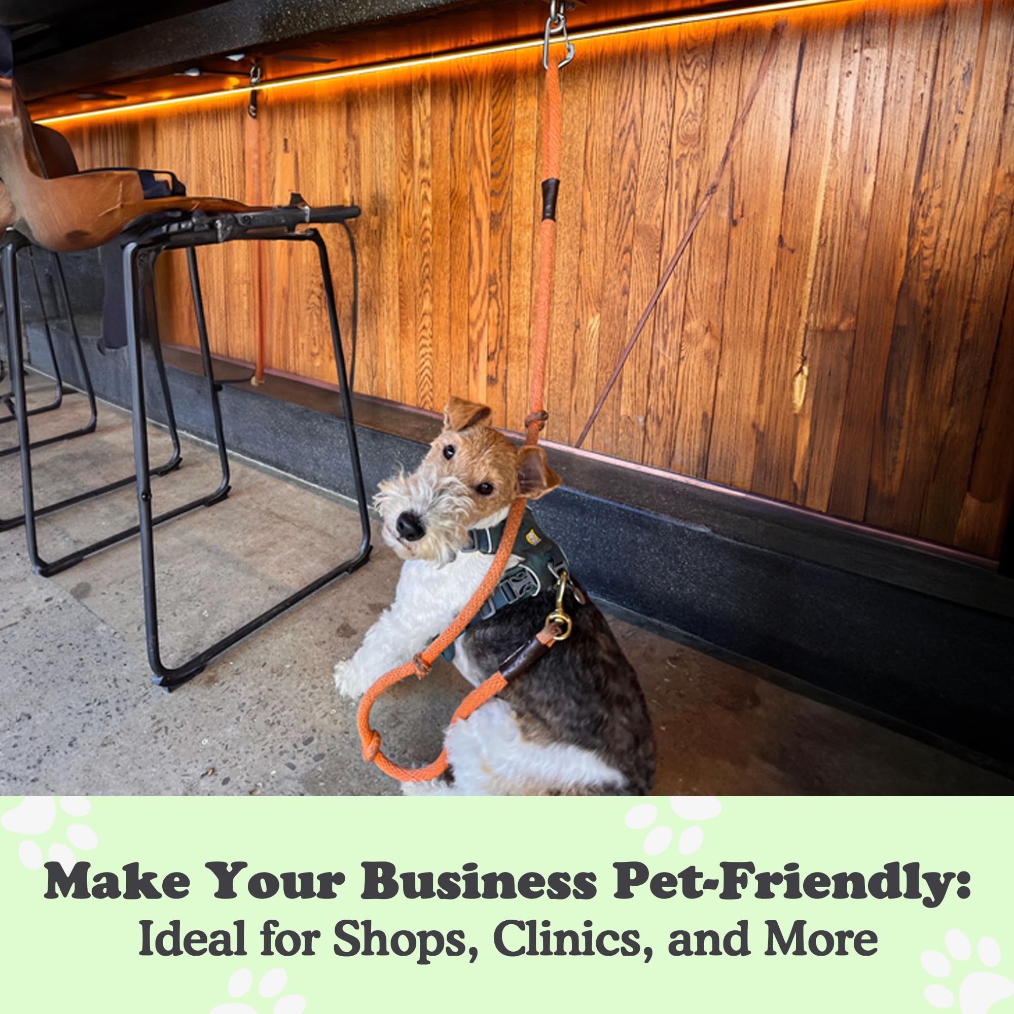 Canine Hitch- Secure Dog Leash Parking Indoor- Outdoor Wall Hook With Clip - Tie Out Stainless Steel - Practical Lead Management