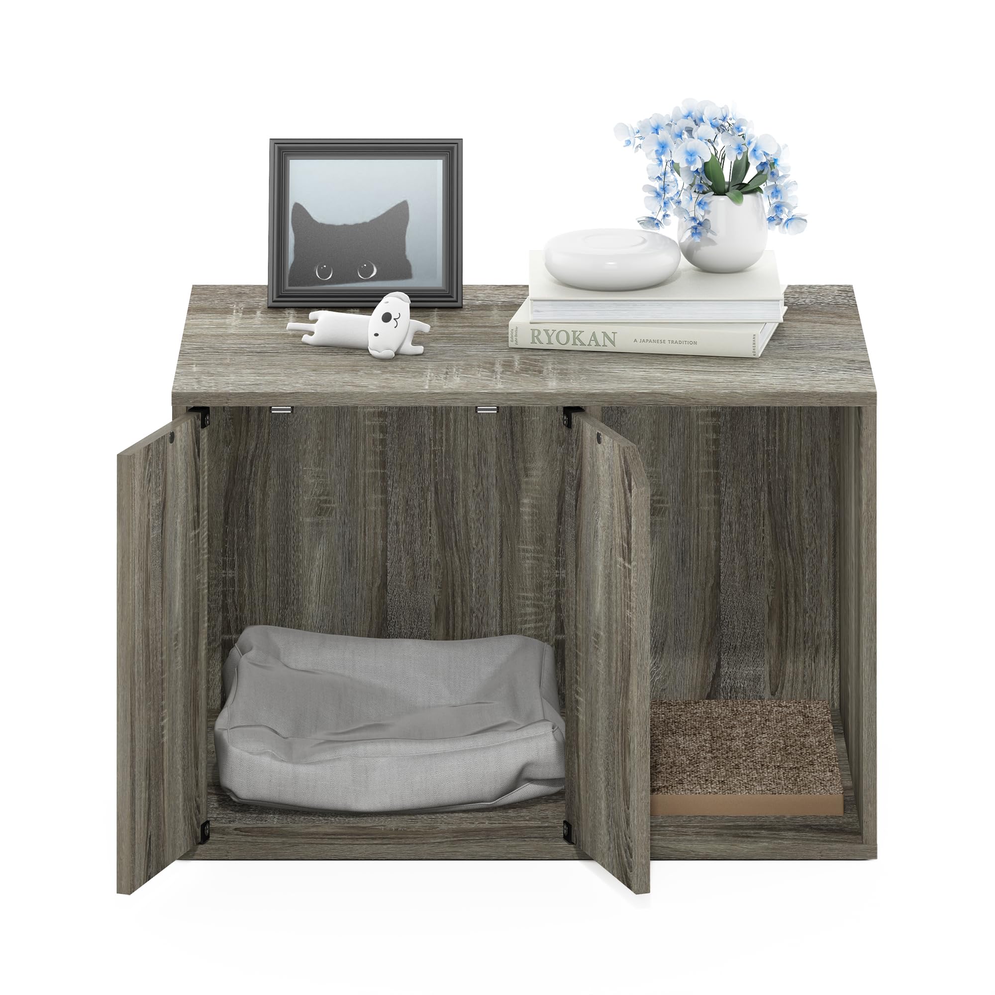 Furinno Peli Small Litter Box Enclosure, French Oak Grey