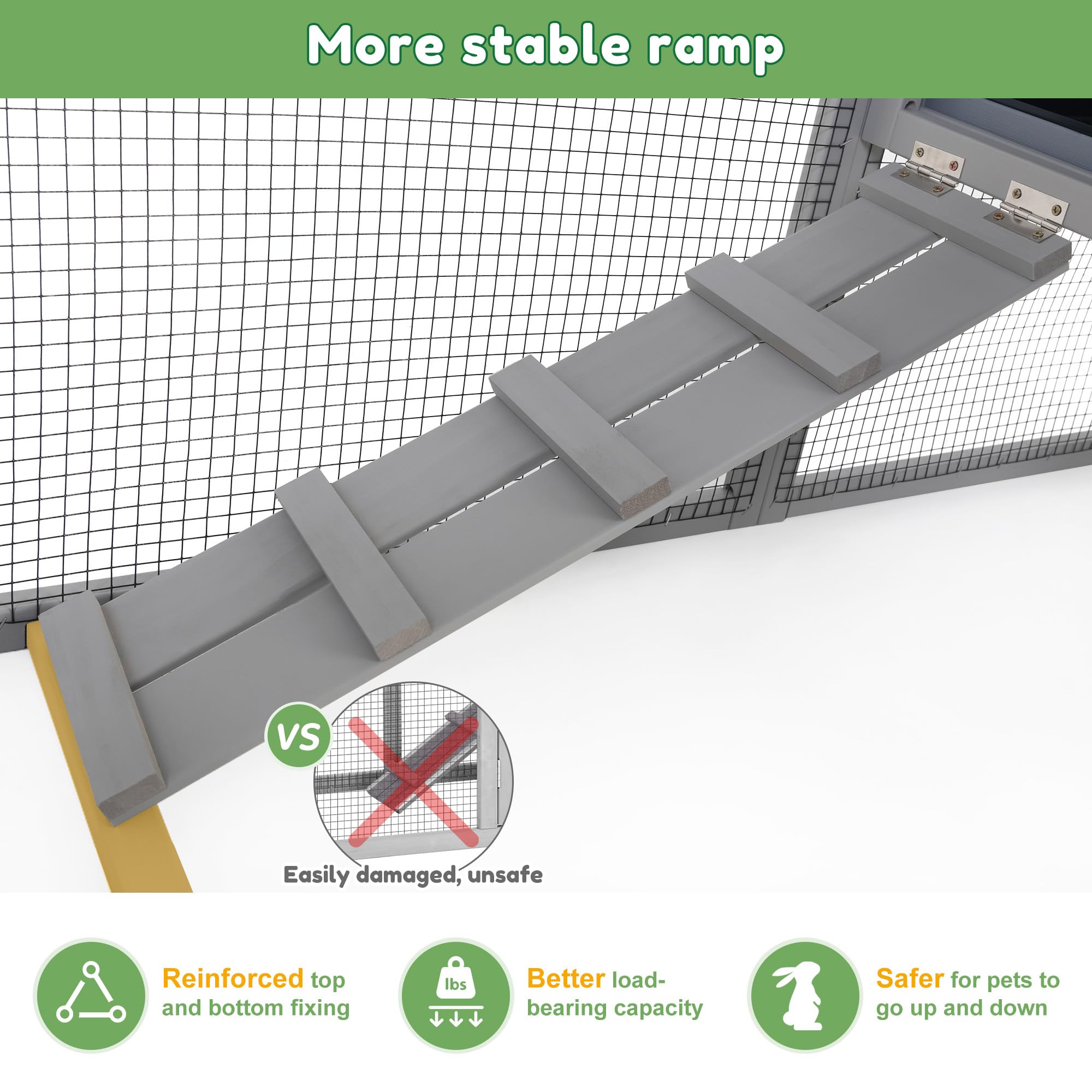 48'' L Rabbit Cage Bunny Hutch Outdoor Indoor, Expandable 2-Story Large Wooden Small Animal Cage With Run, Removale Tray, Top-Op