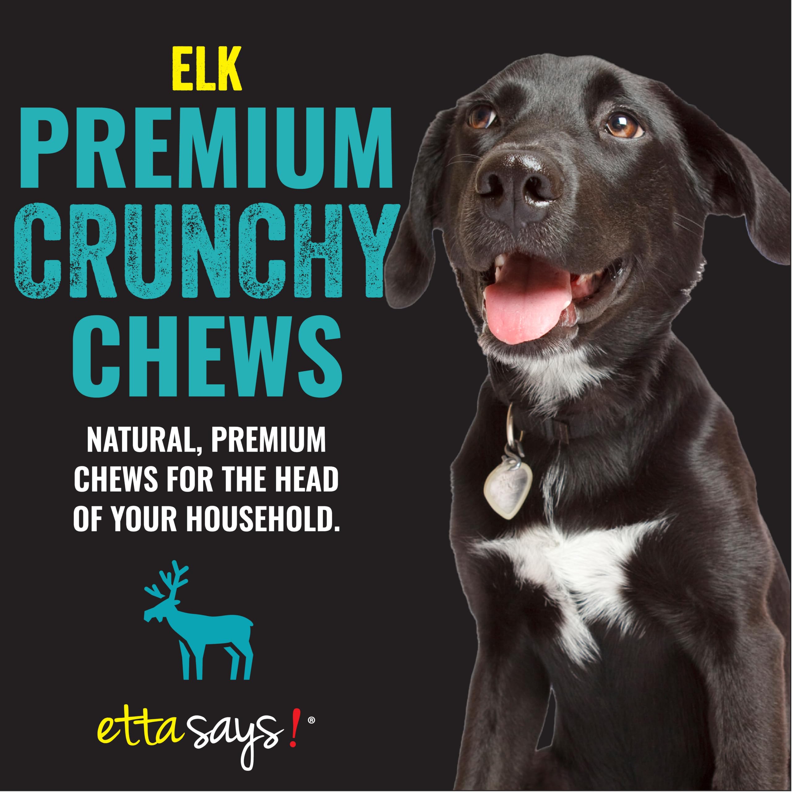 etta says! Premium Crunchy 7 Elk Dog Chews - Grain-Free Dog Treats, Good for Teeth, Easy to Digest - Made in The USA (20 Count P