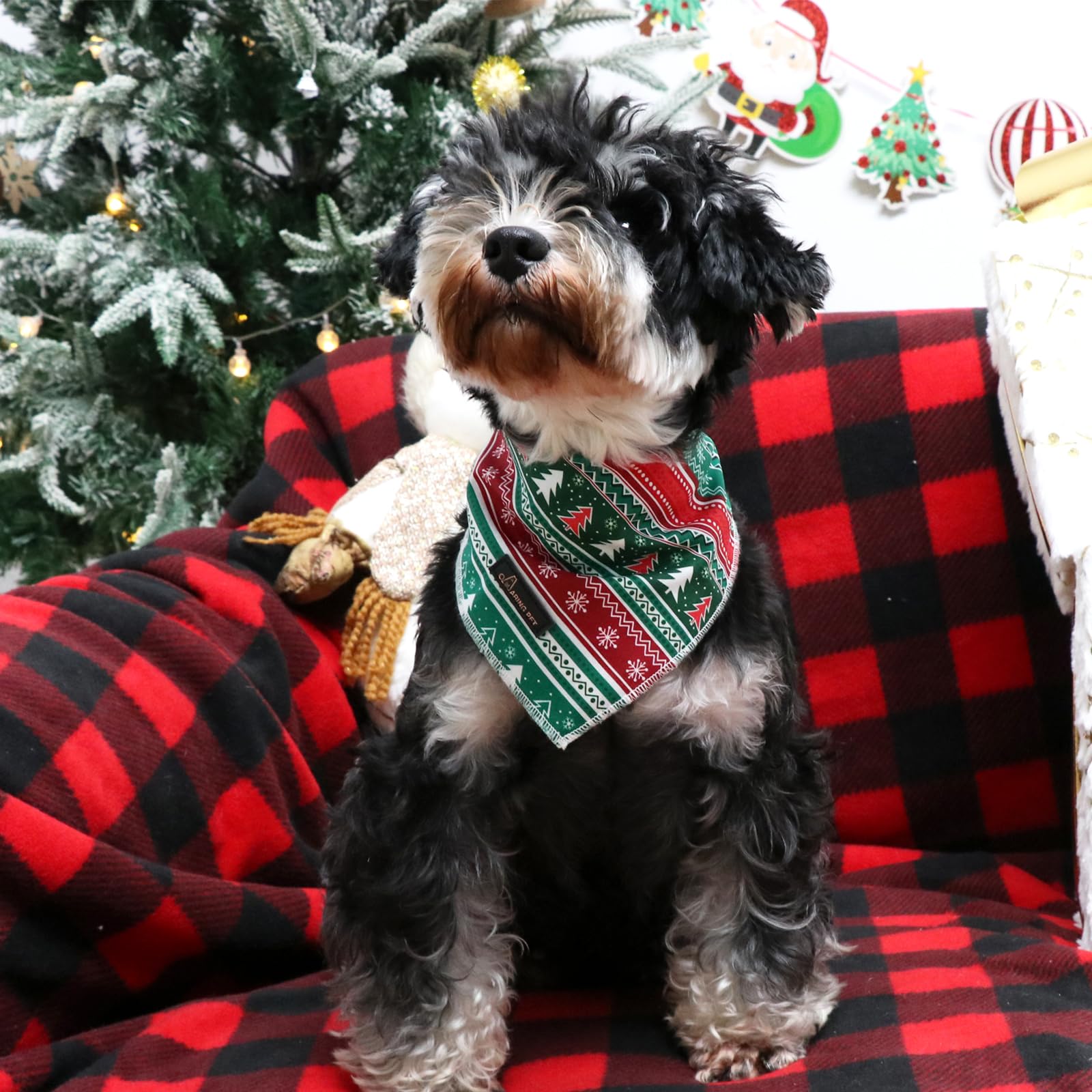 Aring Pet Christmas Bandana - Cute Cotton Dog & Cat Scarves, Soft Comfortable Triangle Bibs For Small To Large Pets